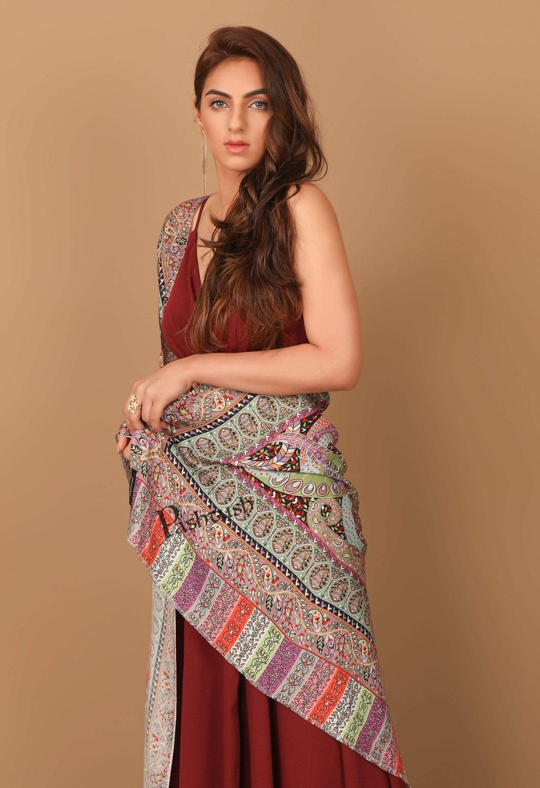 Pashtush His And Her Set Of Mens Fine Wool Stole and Womens Bamboo Stole, Premium Gift Box Packaging, Green and Multicolour - Image 13