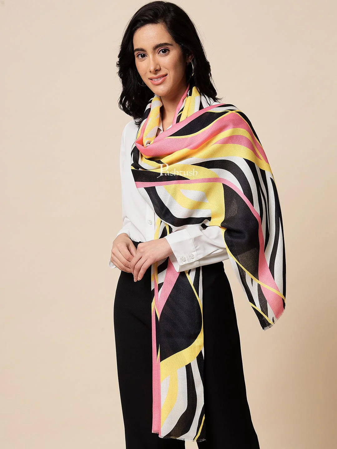 Pashtush His And Her Set Of Mens Fine Wool Stole and Womens Bamboo Stole, Premium Gift Box Packaging, Pink and Multicolour - Image 6