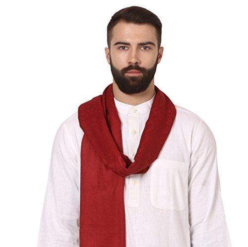 Pashtush His And Her Set Of Mens Fine Wool Stole and Womens Extra Soft Bamboo Stole, Premium Gift Box Packaging, Maroon and Multicolour - Image 5