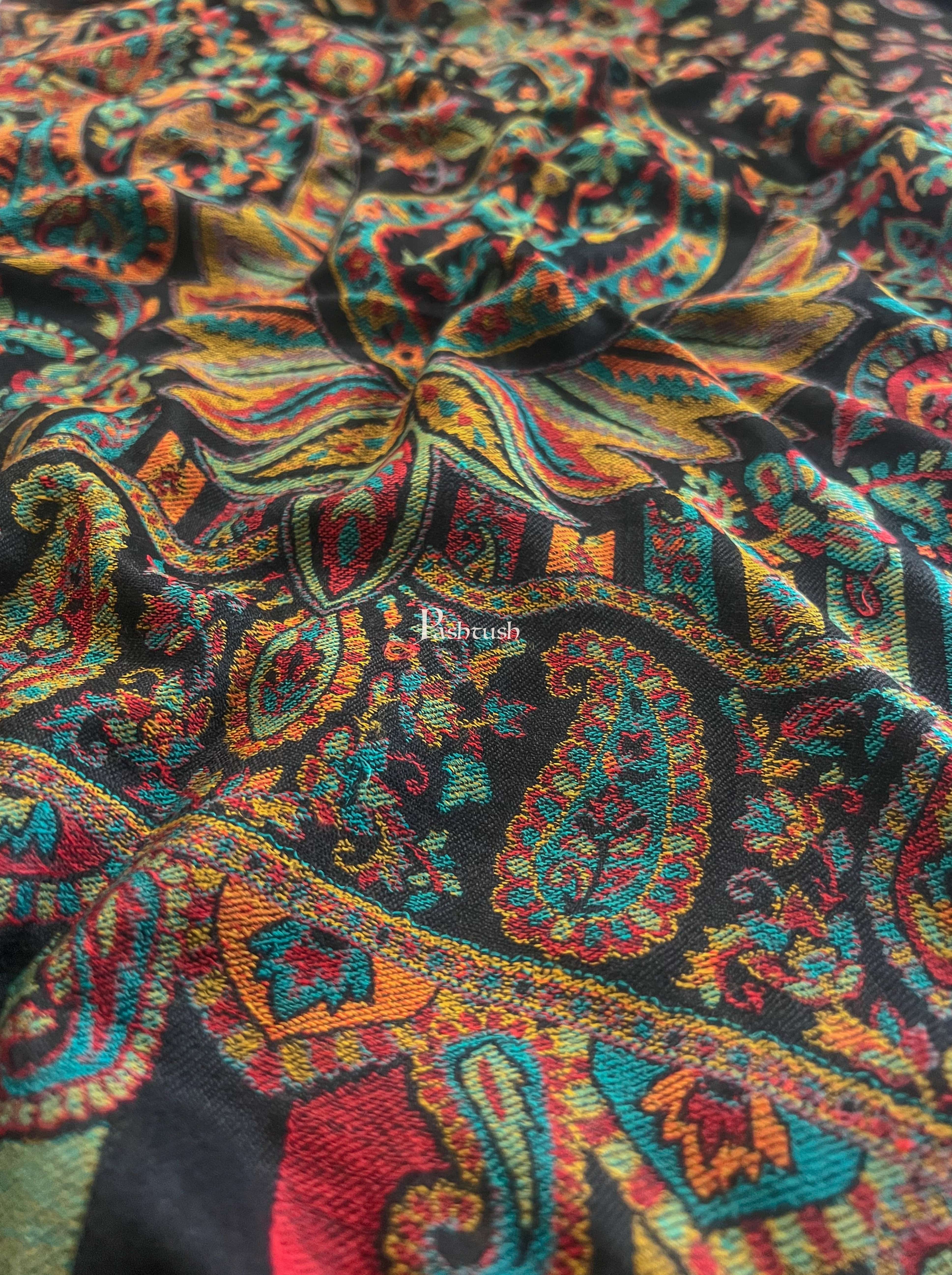 Pashtush His and Her Set of Mens Fine Wool Stole and Womens Shawl with Premium Gift Box Packaging, Black and Arabic Green - Image 3