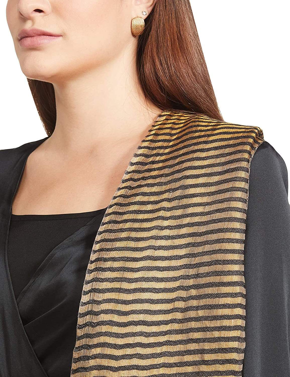 Pashtush His And Her Set Of Mens Fine Wool Stole and Womens Twilight Stole, Premium Gift Box Packaging, Beige and Gold - Image 12