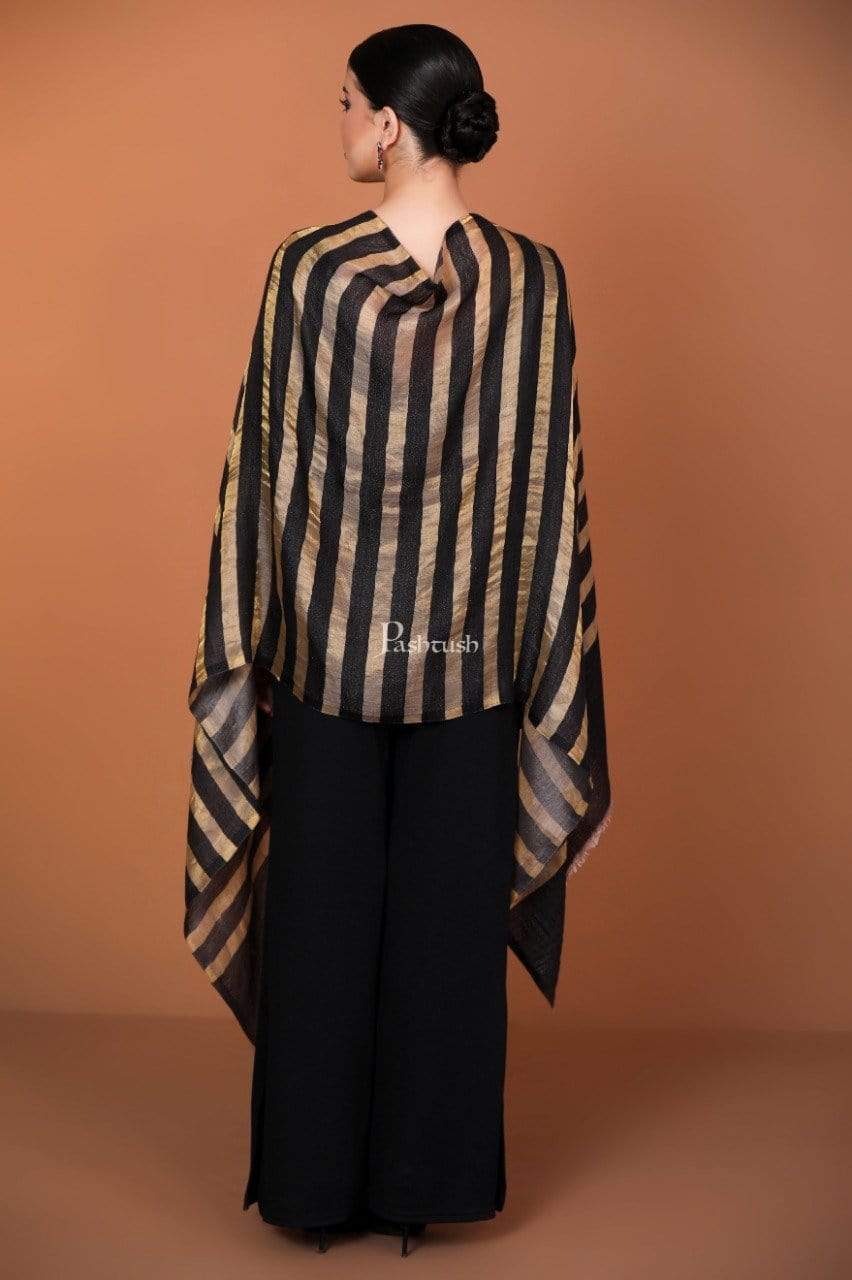 Pashtush His And Her Set Of Mens Fine Wool Stole and Womens Twilight Stole, Premium Gift Box Packaging, Black - Image 9