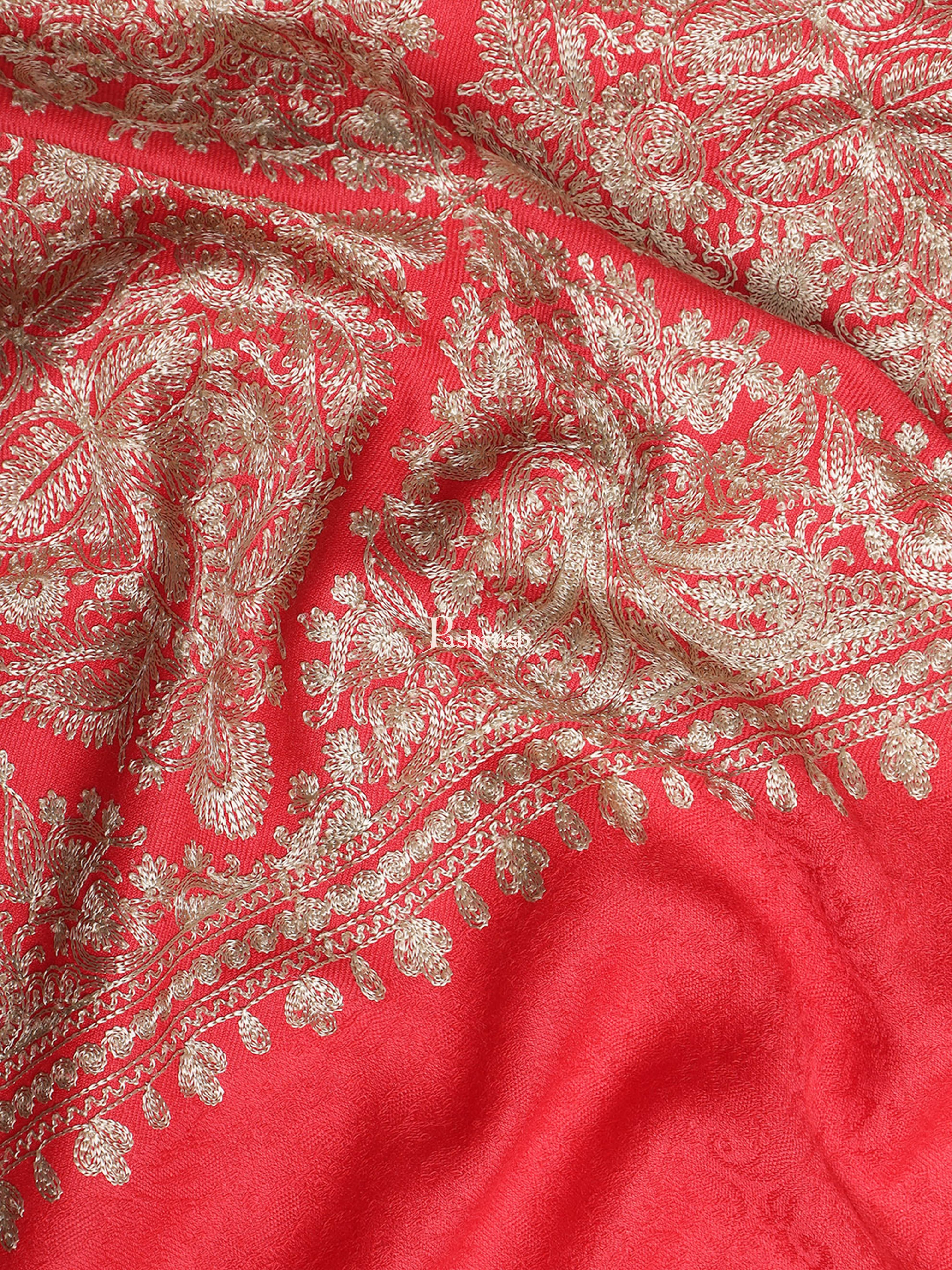 Pashtush His And Her Set Of Nalki Embroidery Stoles With Premium Gift Box Packaging, Beige and Red - Image 8