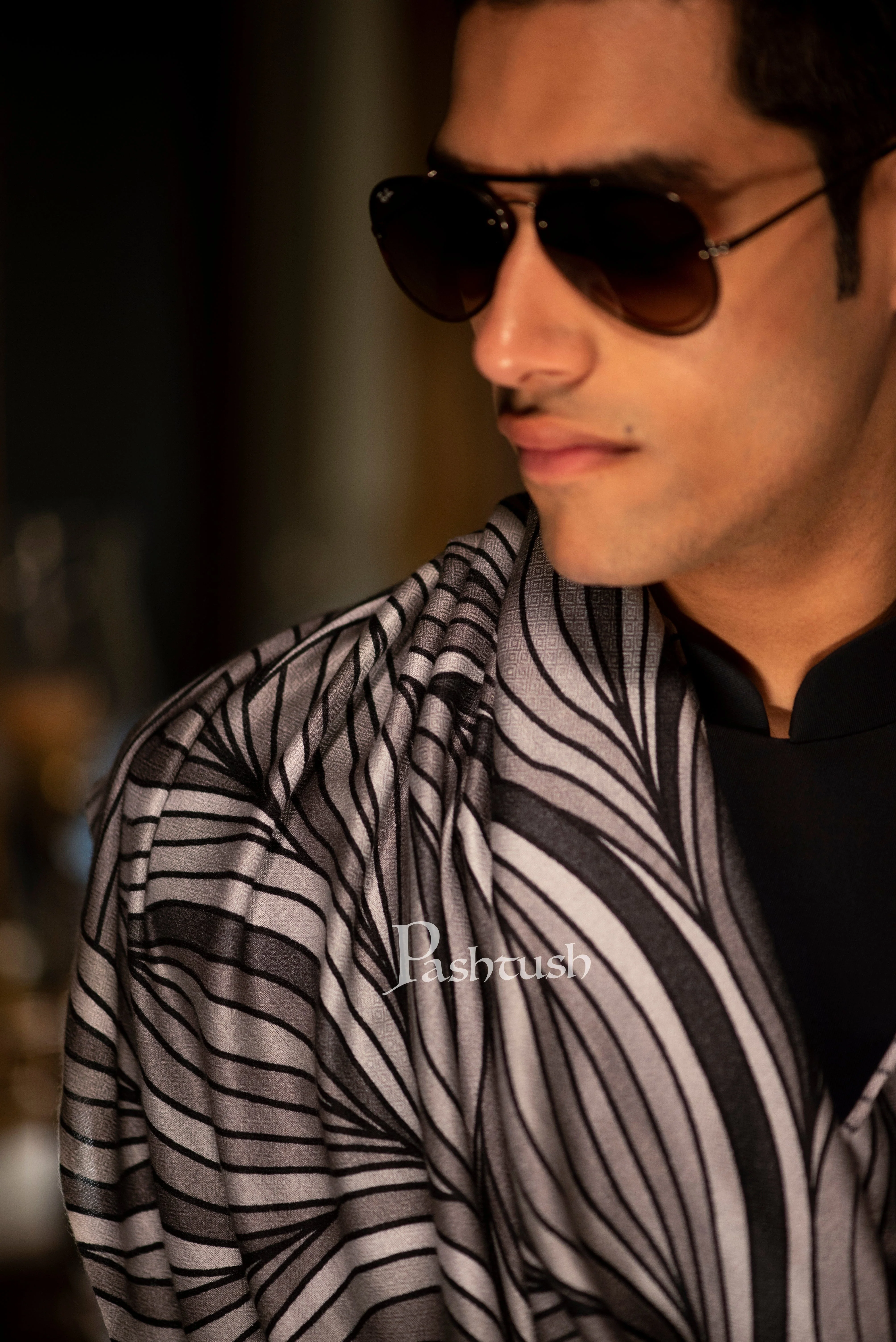 Pashtush His And Her Set Of Printed Stoles With Premium Gift Box Packaging, Black and Multi Colour - Image 7