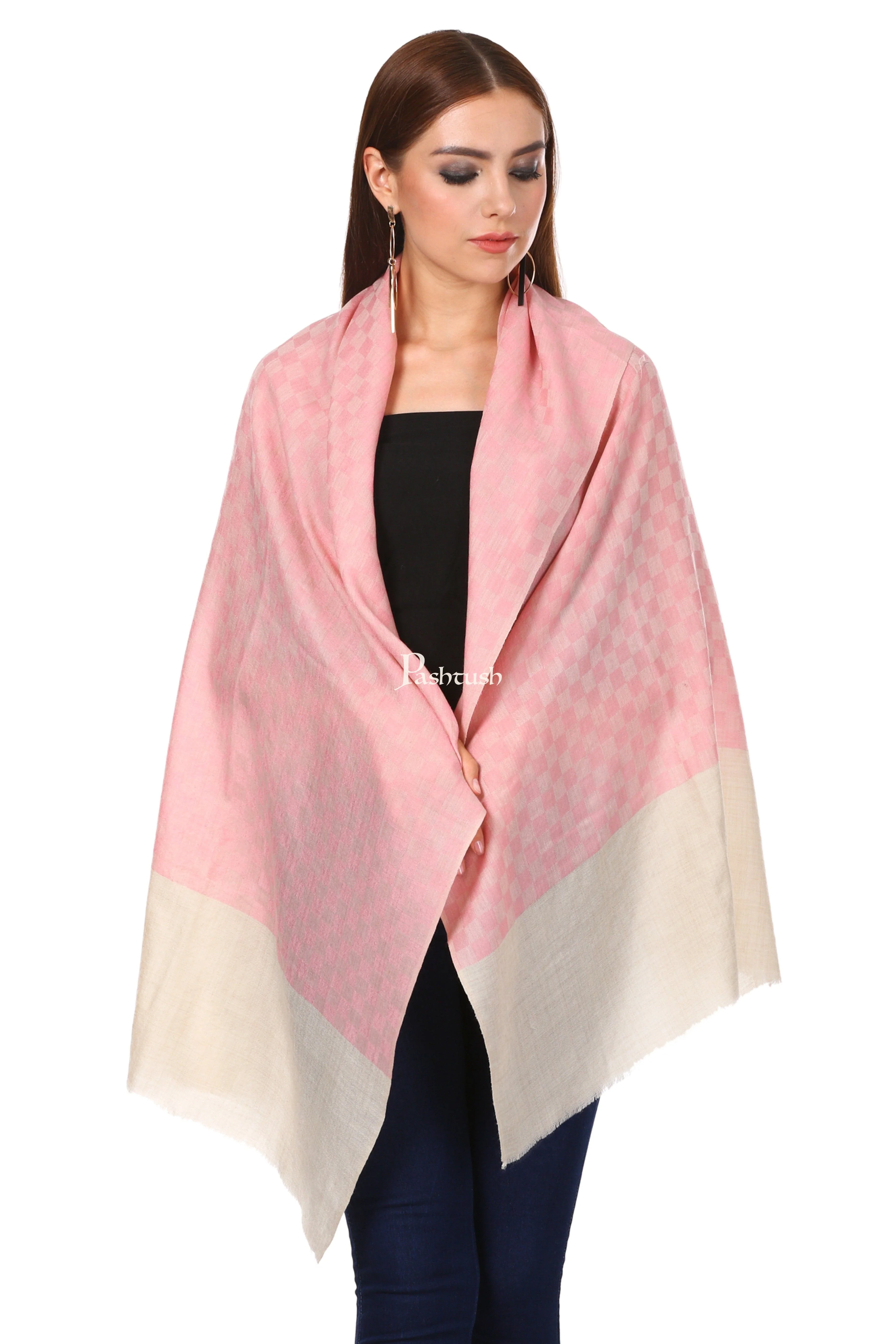Pashtush His and Her Set of Stoles with Premium Gift Box Packaging, Beige and Powder Pink - Image 10