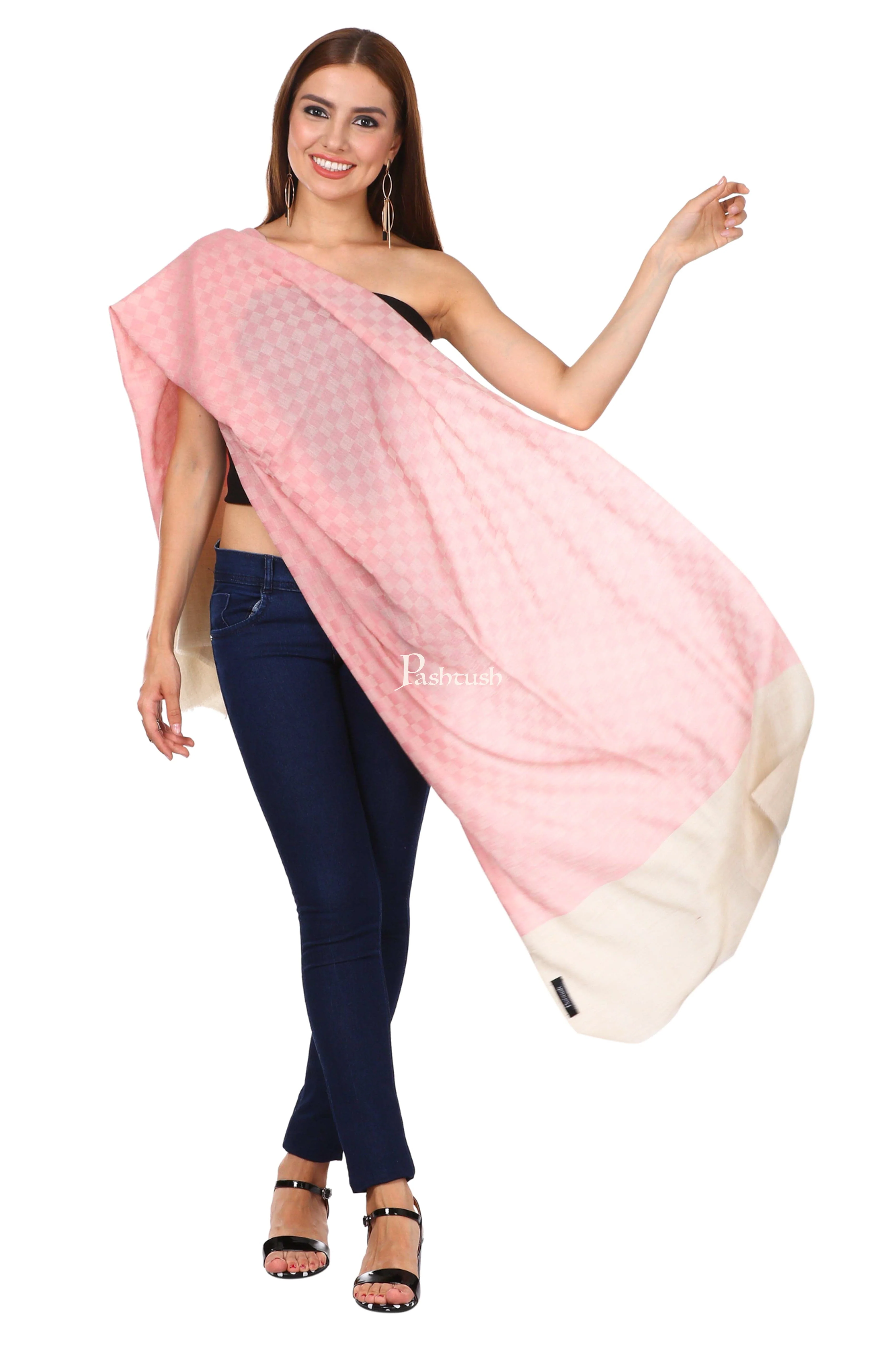Pashtush His and Her Set of Stoles with Premium Gift Box Packaging, Beige and Powder Pink - Image 9
