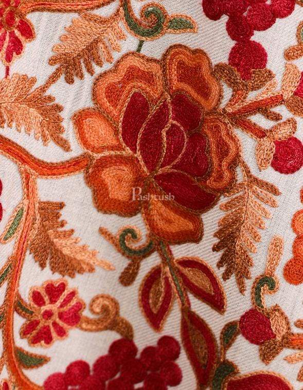 Pashtush Womens Fine Wool, Light Weight, Gulaabdar Aari Embroidery Stole, - Image 6