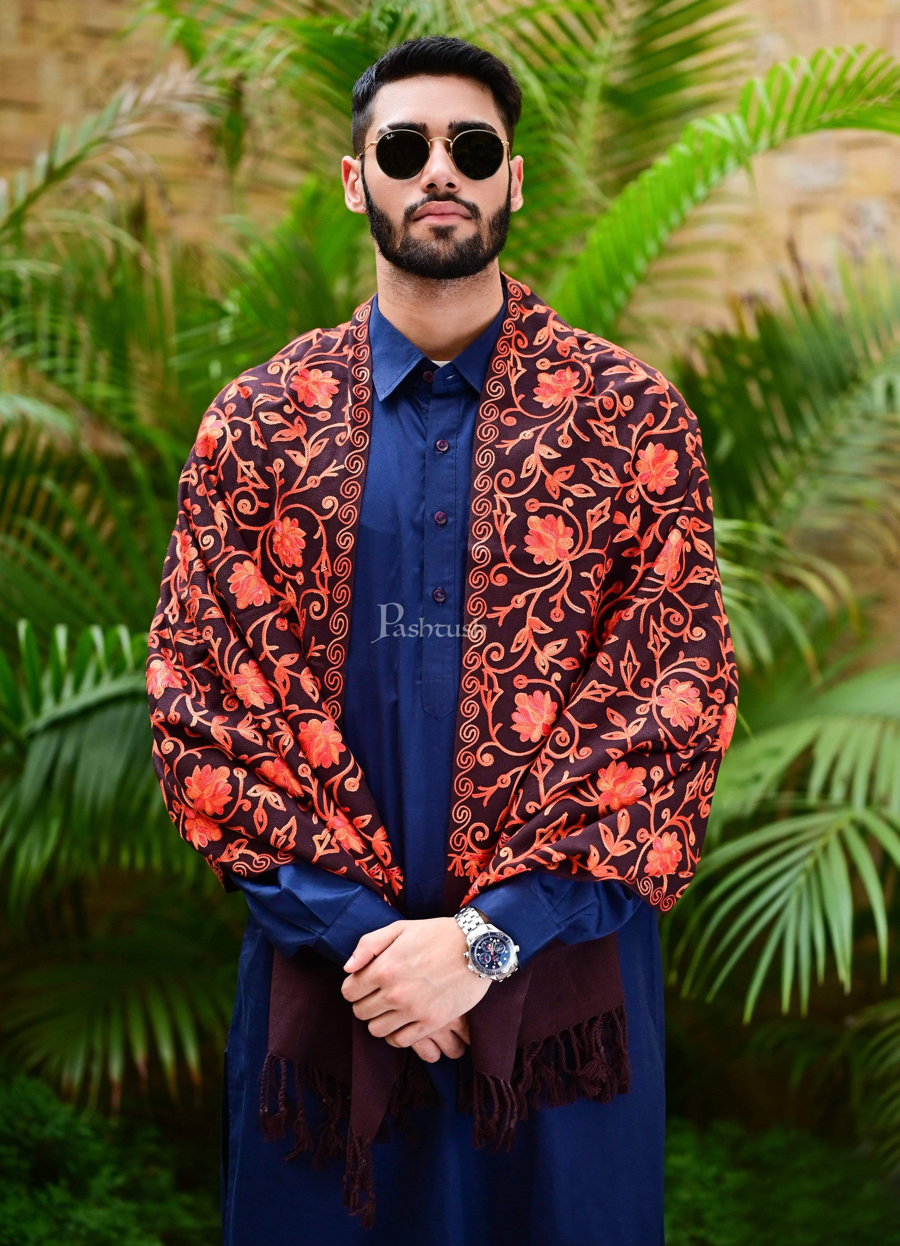 Pashtush Mens Aari Embroidery, Woollen Stole