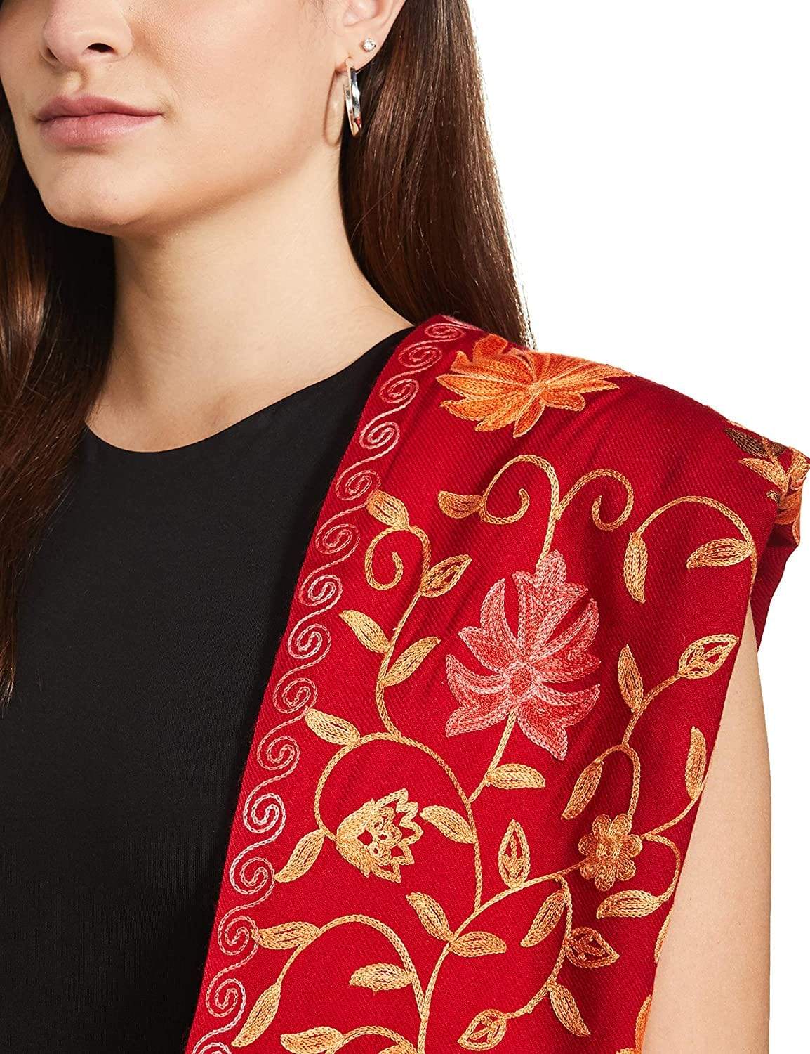 Pashtush Aari Embroidery, Woollen Stole - Image 4