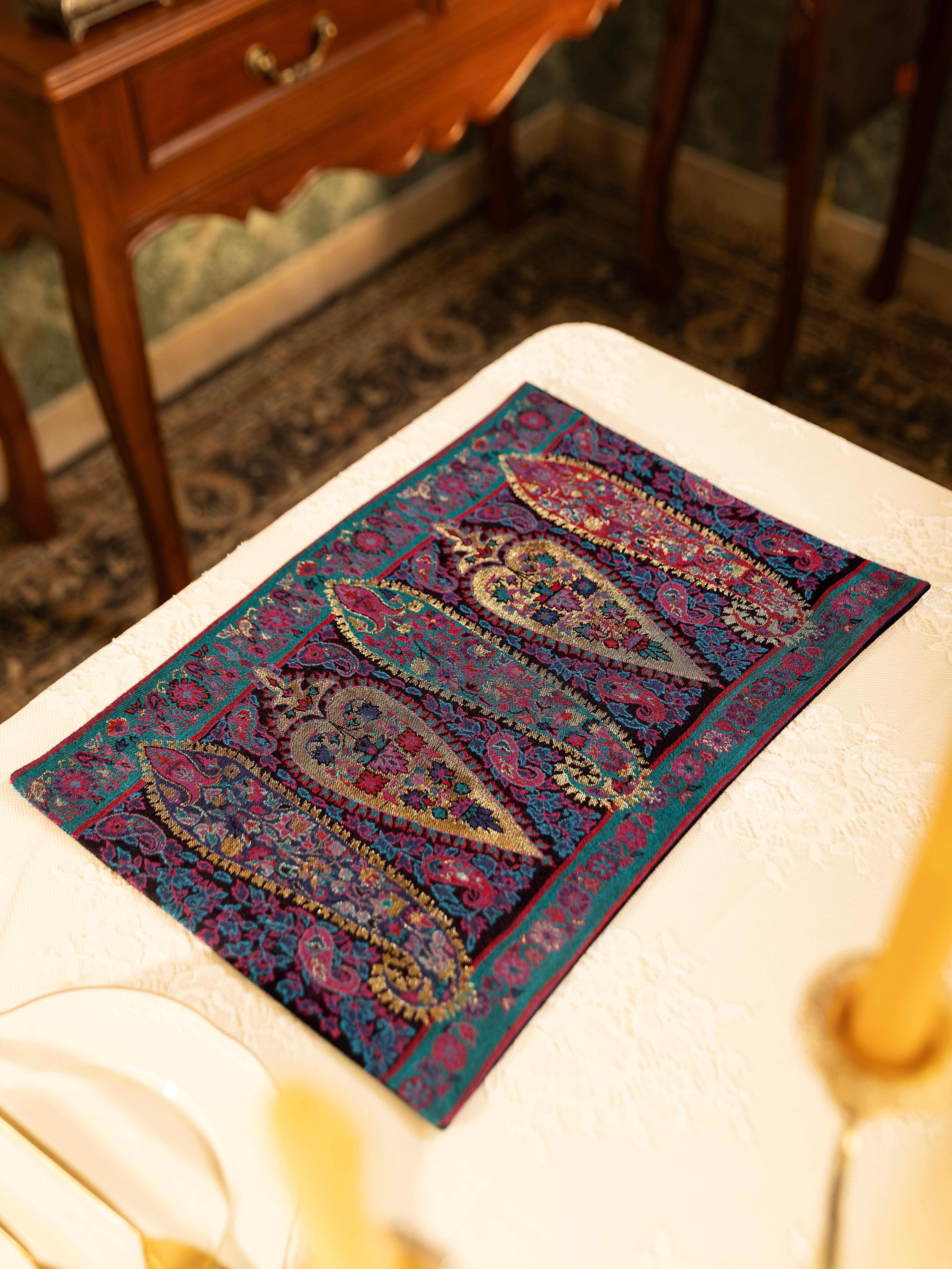 Pashtush Luxury Table Runner with Mats Set, Twilight Collection, Multicolour - Image 3
