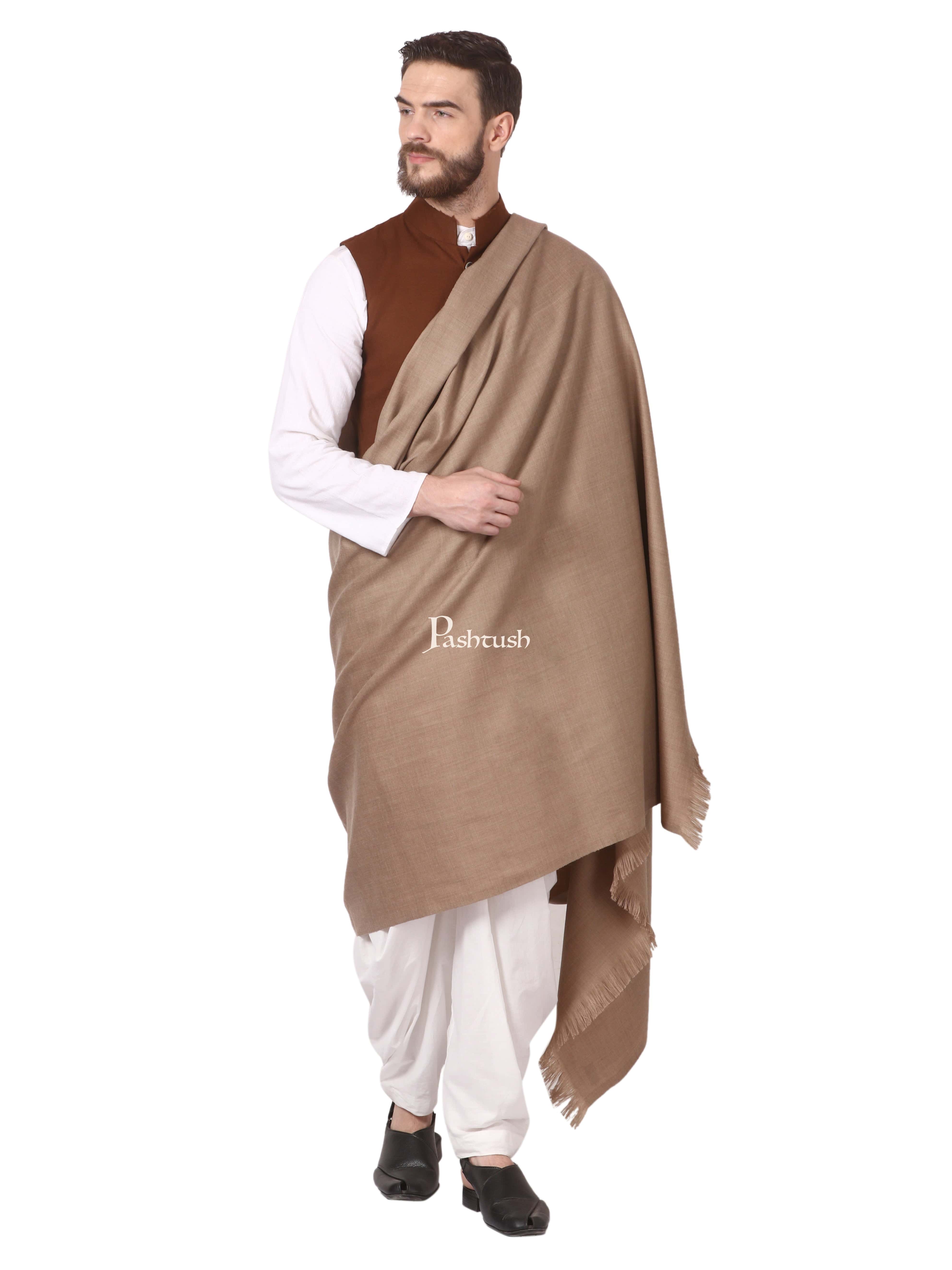 Pashtush Mens 1 Kg Shawl, Taupe - Image 3