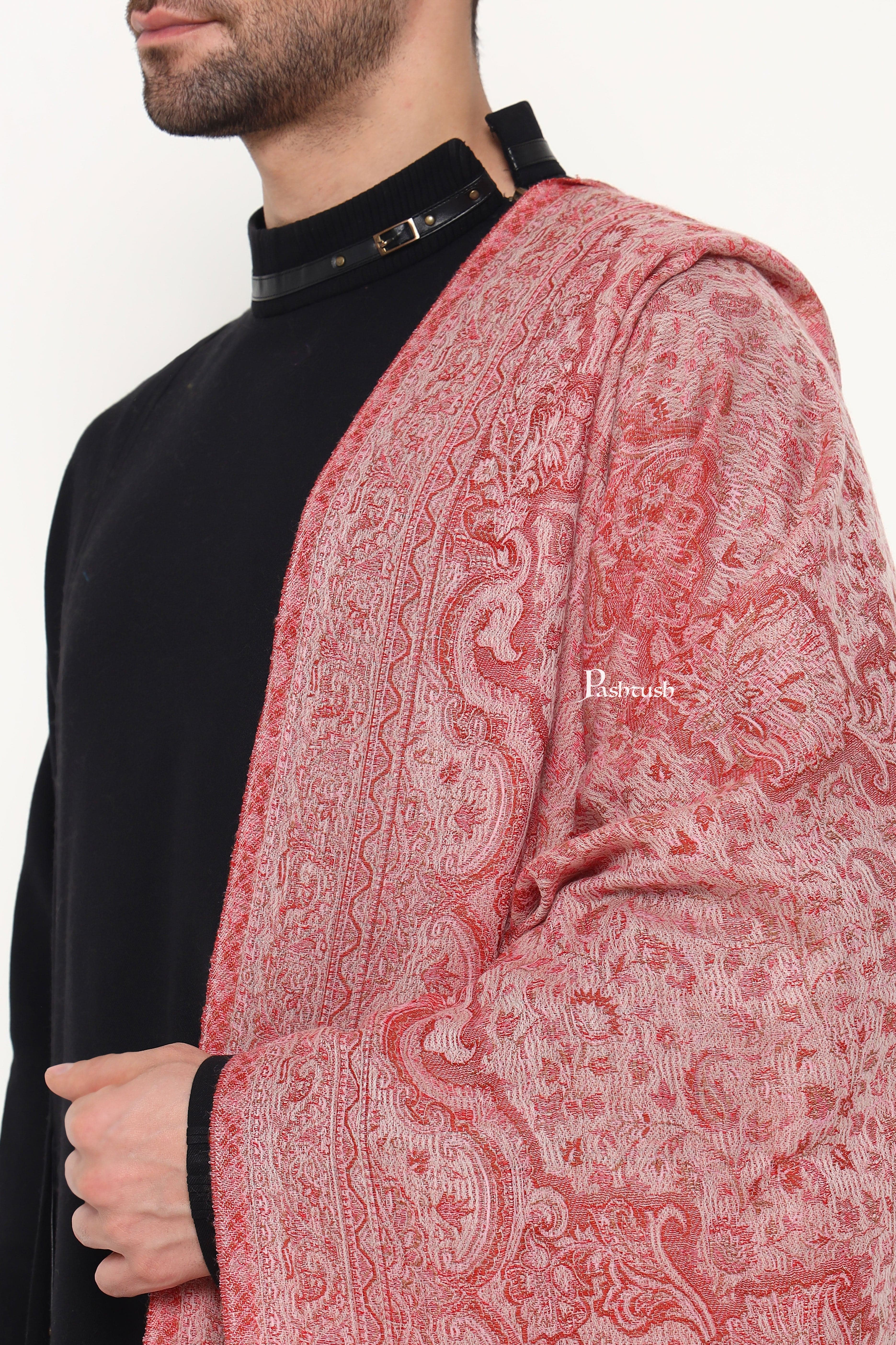 Pashtush Mens 100% Pure Wool With Woolmark Certificate Stole, Paisley Weave Design, Ivory - Image 5
