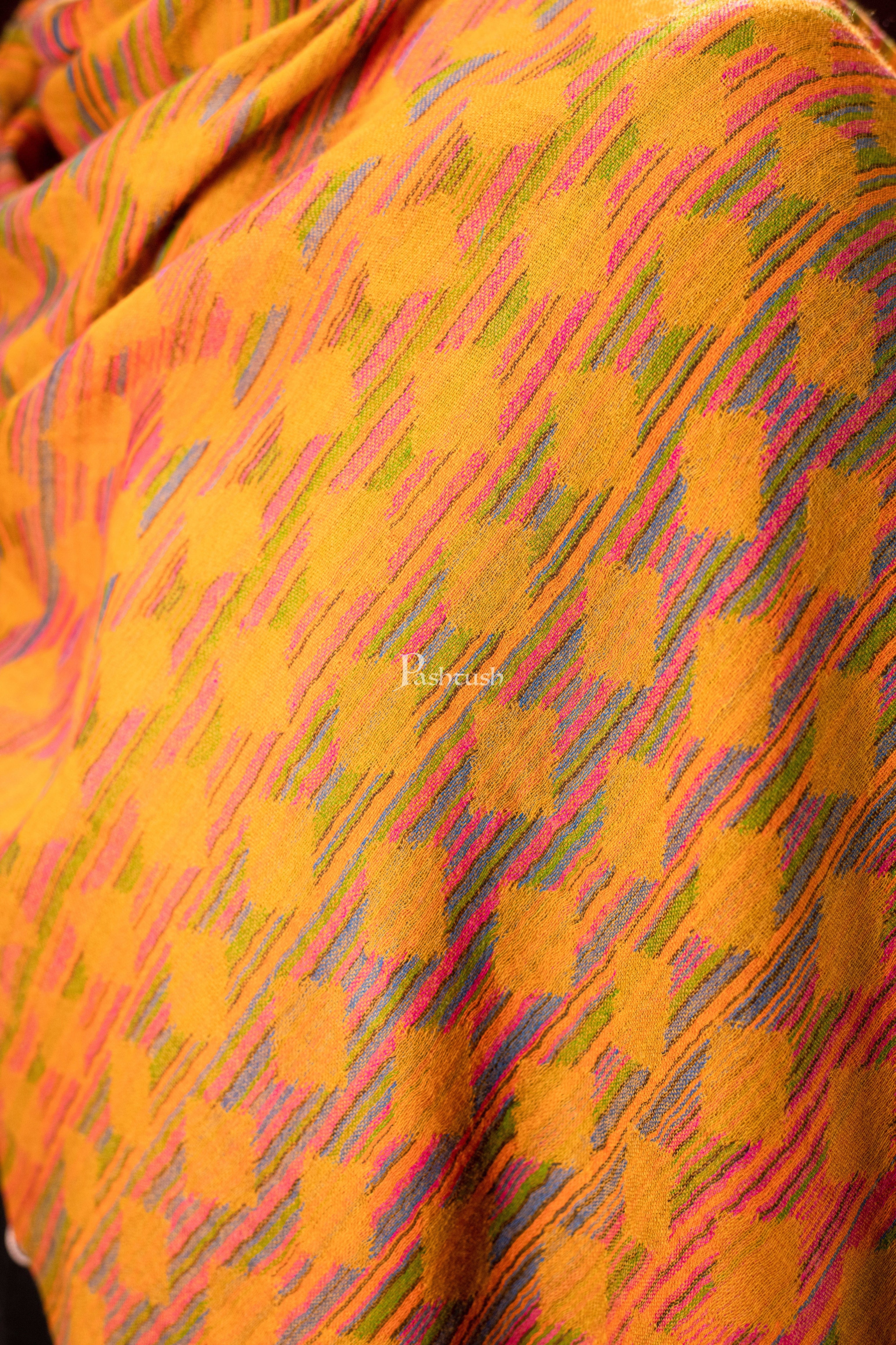 Pashtush mens 100% Pure Wool with Woolmark Certificate stole, Reversible design, Mustard - Image 3