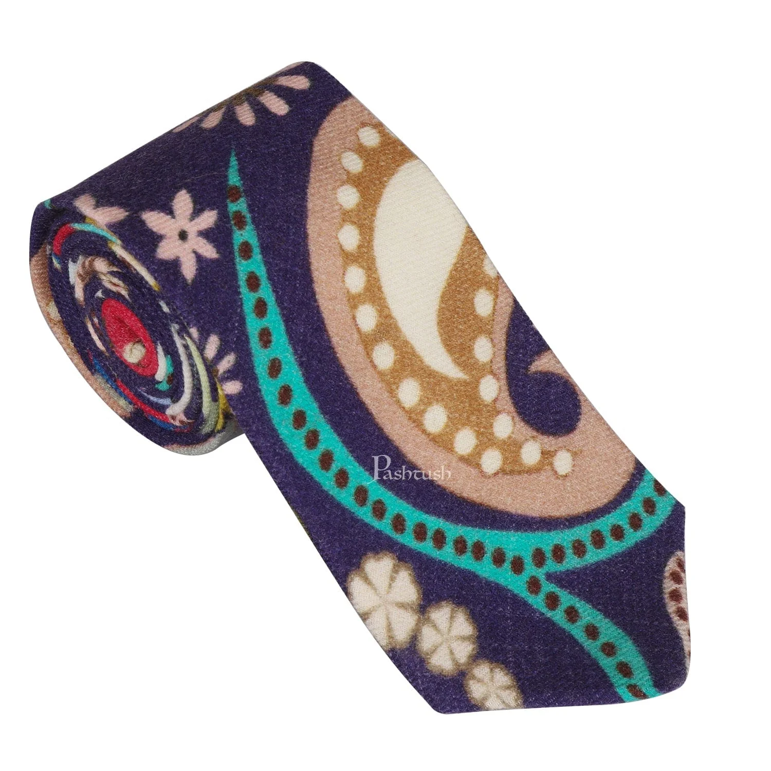 Pashtush mens 100% Pure Wool with Woolmark Certificate tie, Printed design, Multicolour - Image 5