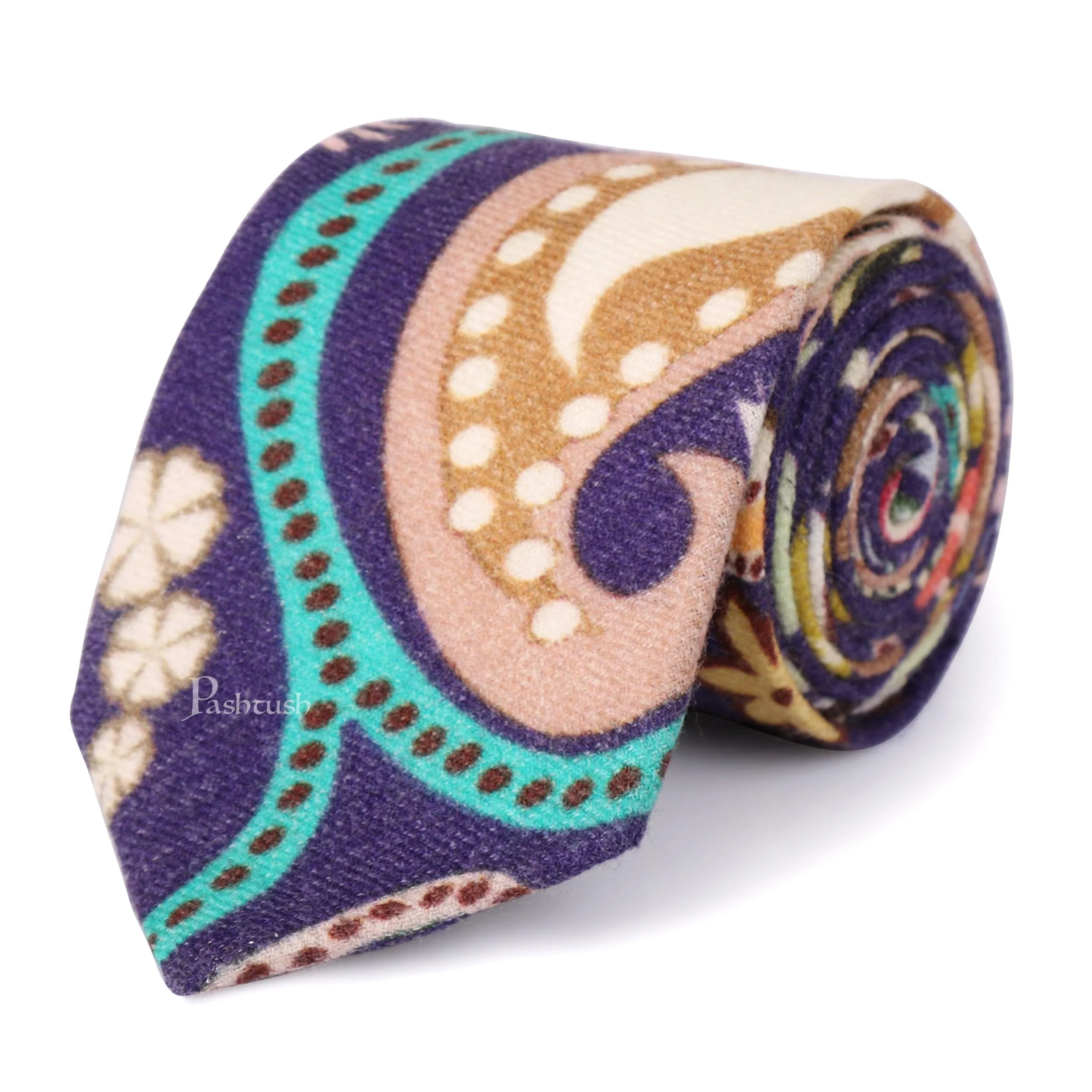 Pashtush mens 100% Pure Wool with Woolmark Certificate tie, Printed design, Multicolour - Image 9
