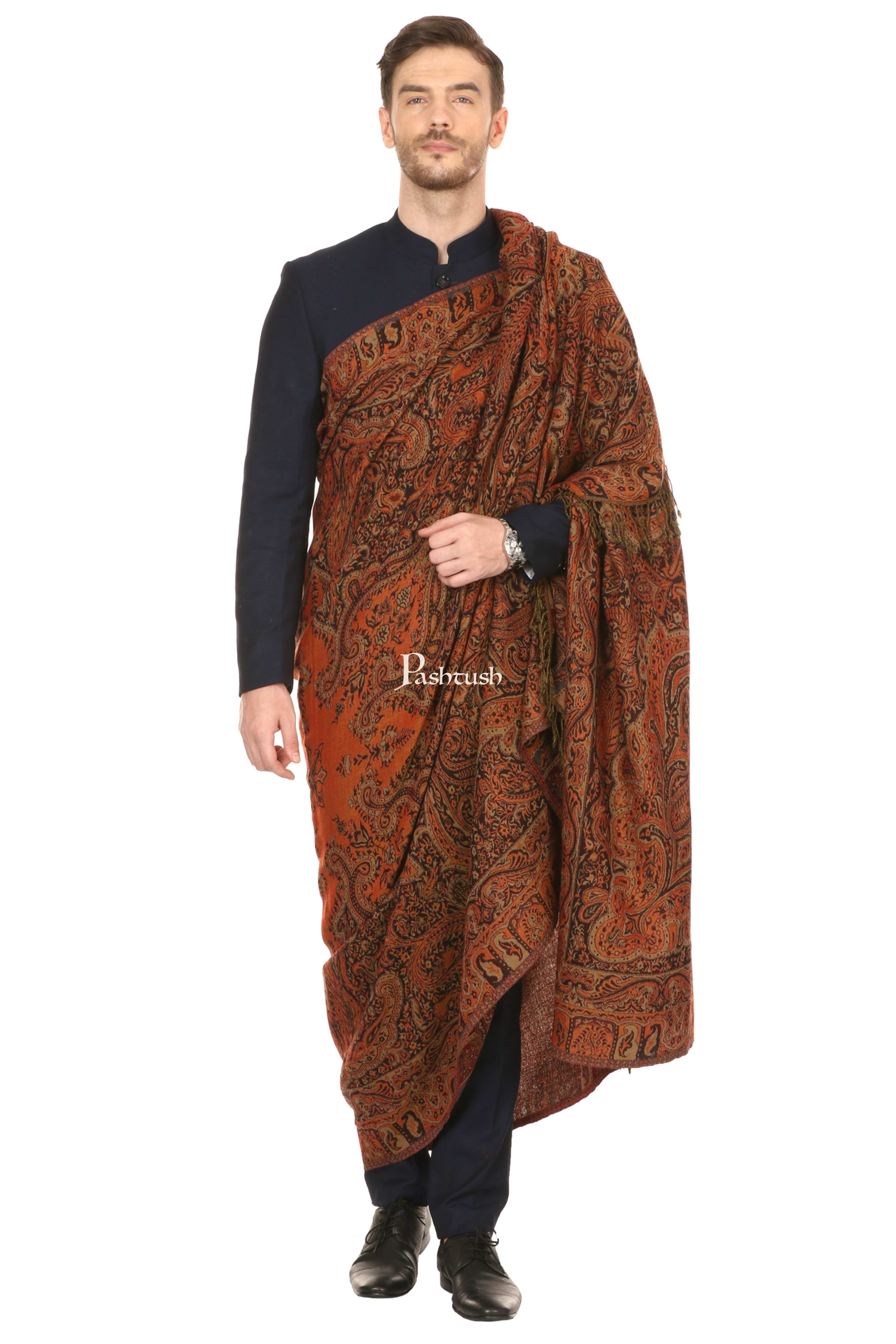 Pashtush Mens Antique Ethnic Shawl, Mens Lohi