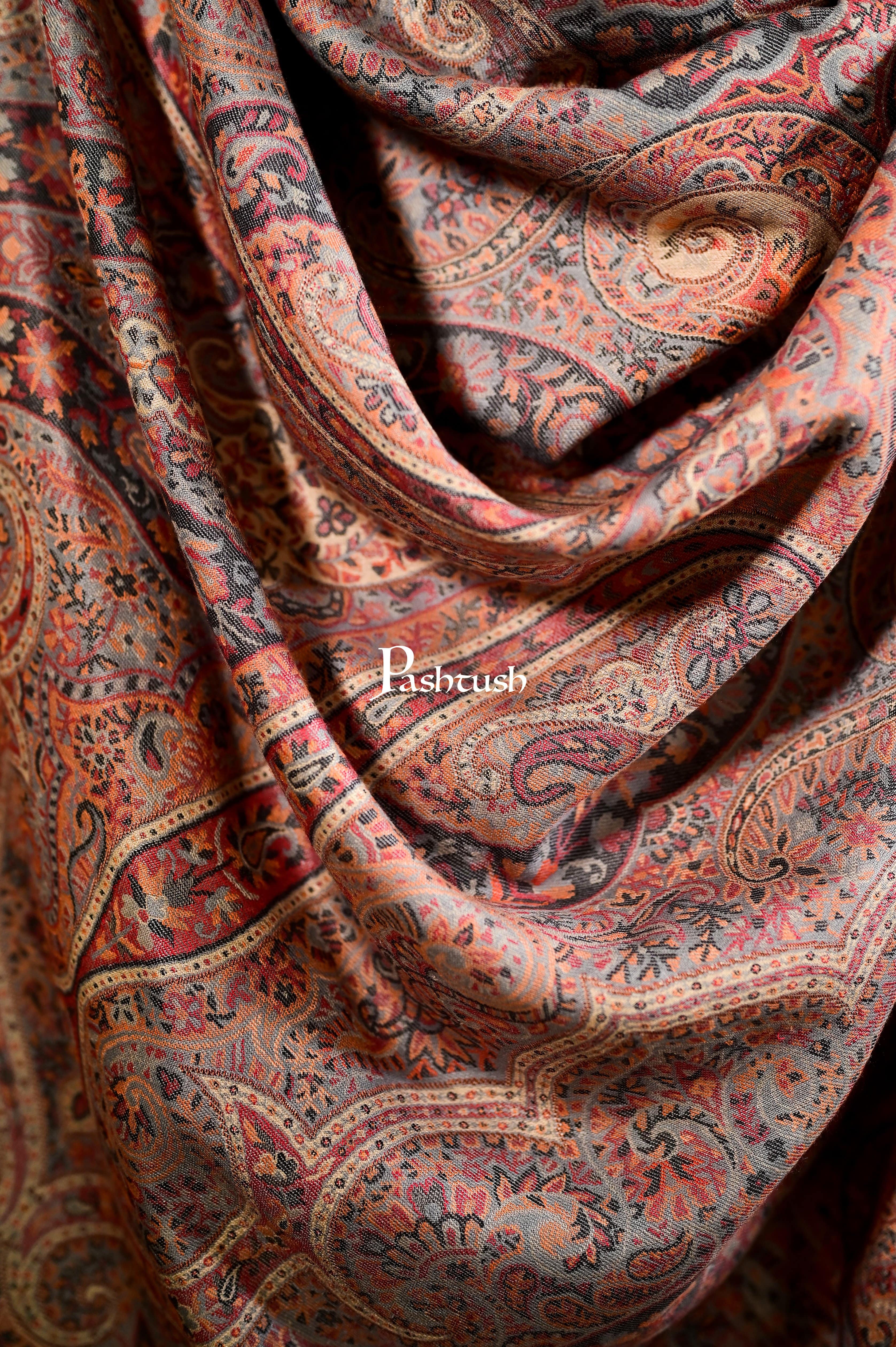 Pashtush Mens Antique Look Heritage Design, Jamawar Stole - Image 2