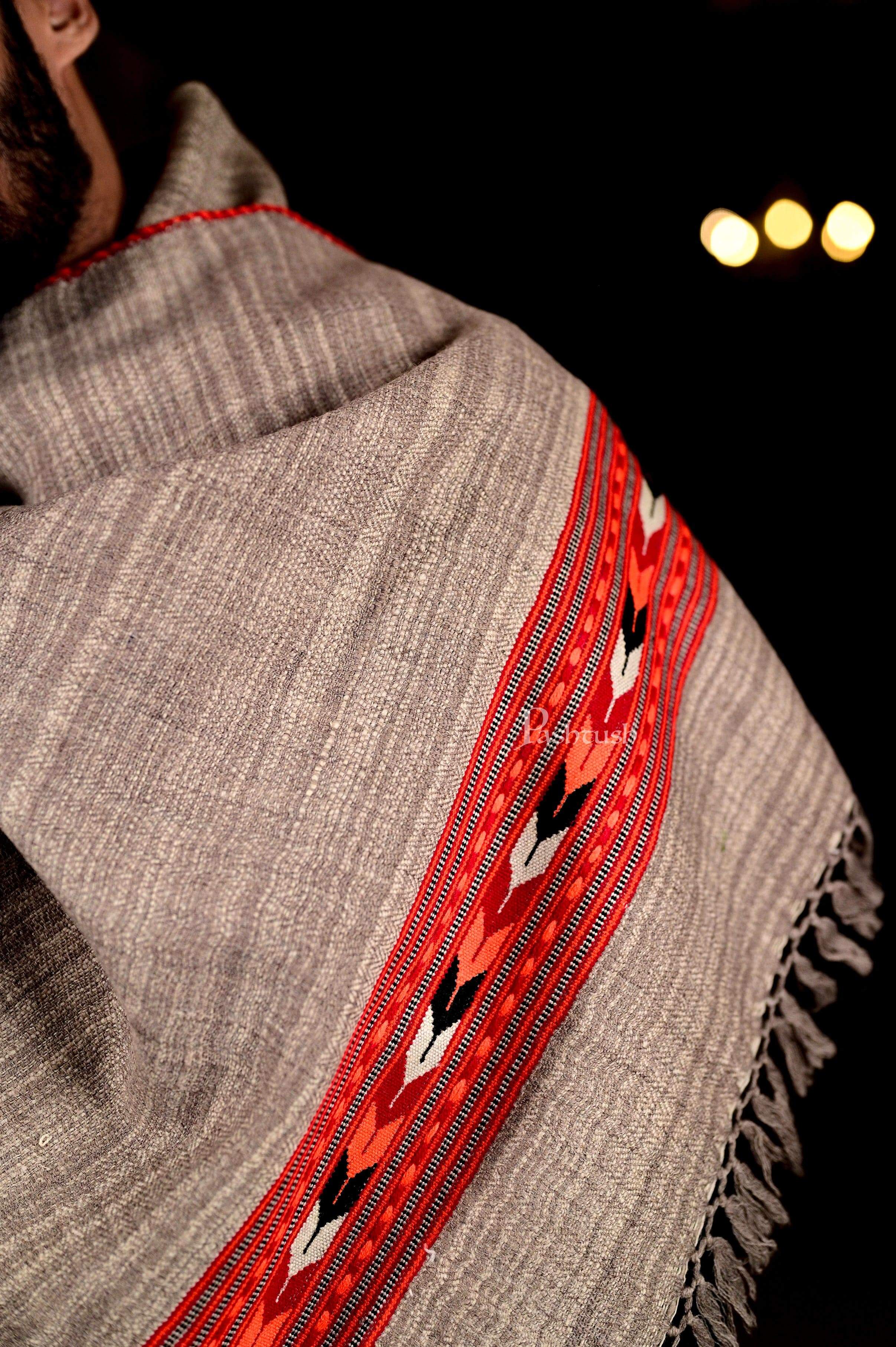 Pashtush Mens Aztec Wool, Authentic 100% Handwoven Stole, Extra Warm, Beige - Image 3