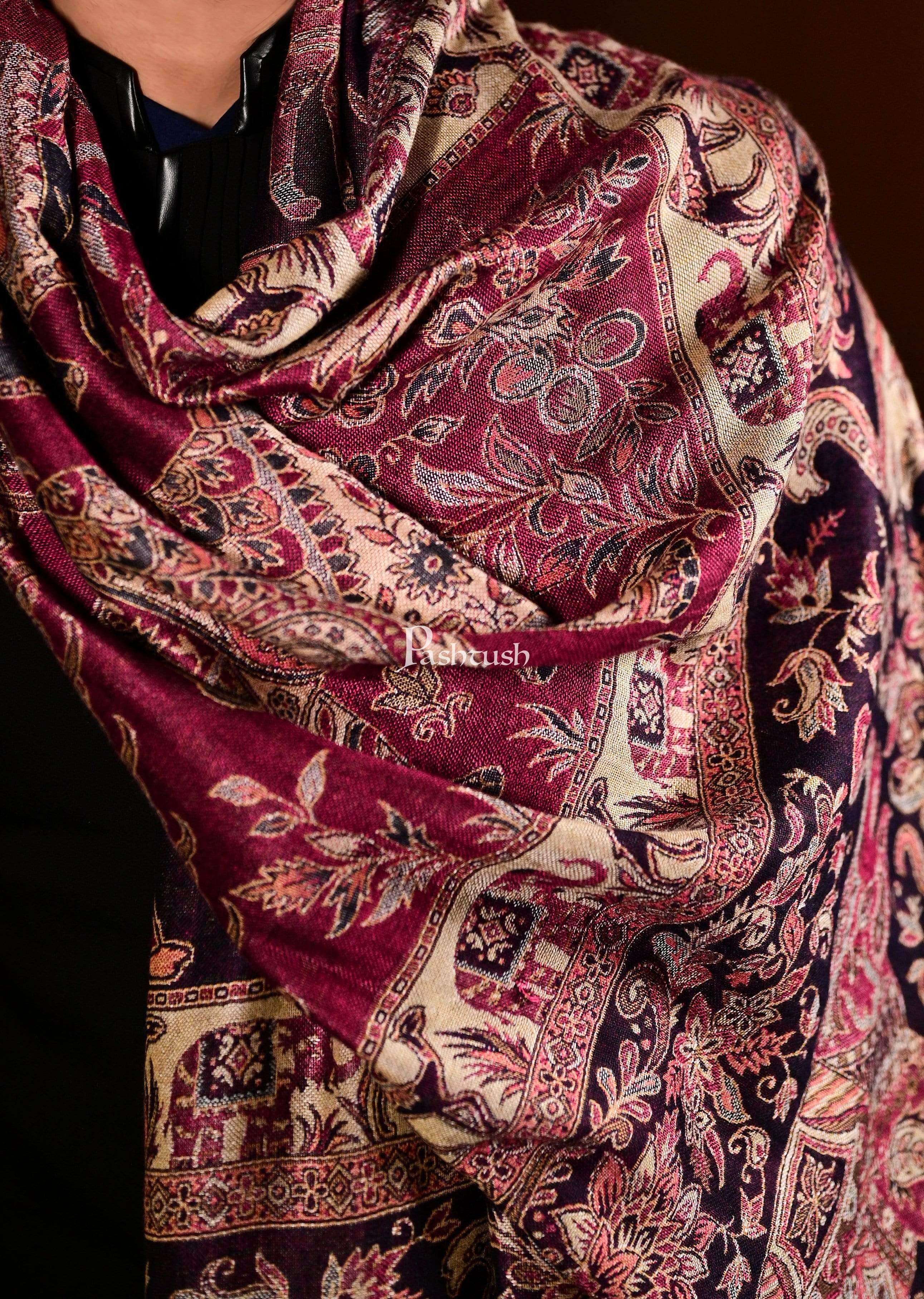 Pashtush Mens Bamboo Reversible Muffler Tribal Elephants - Image 2