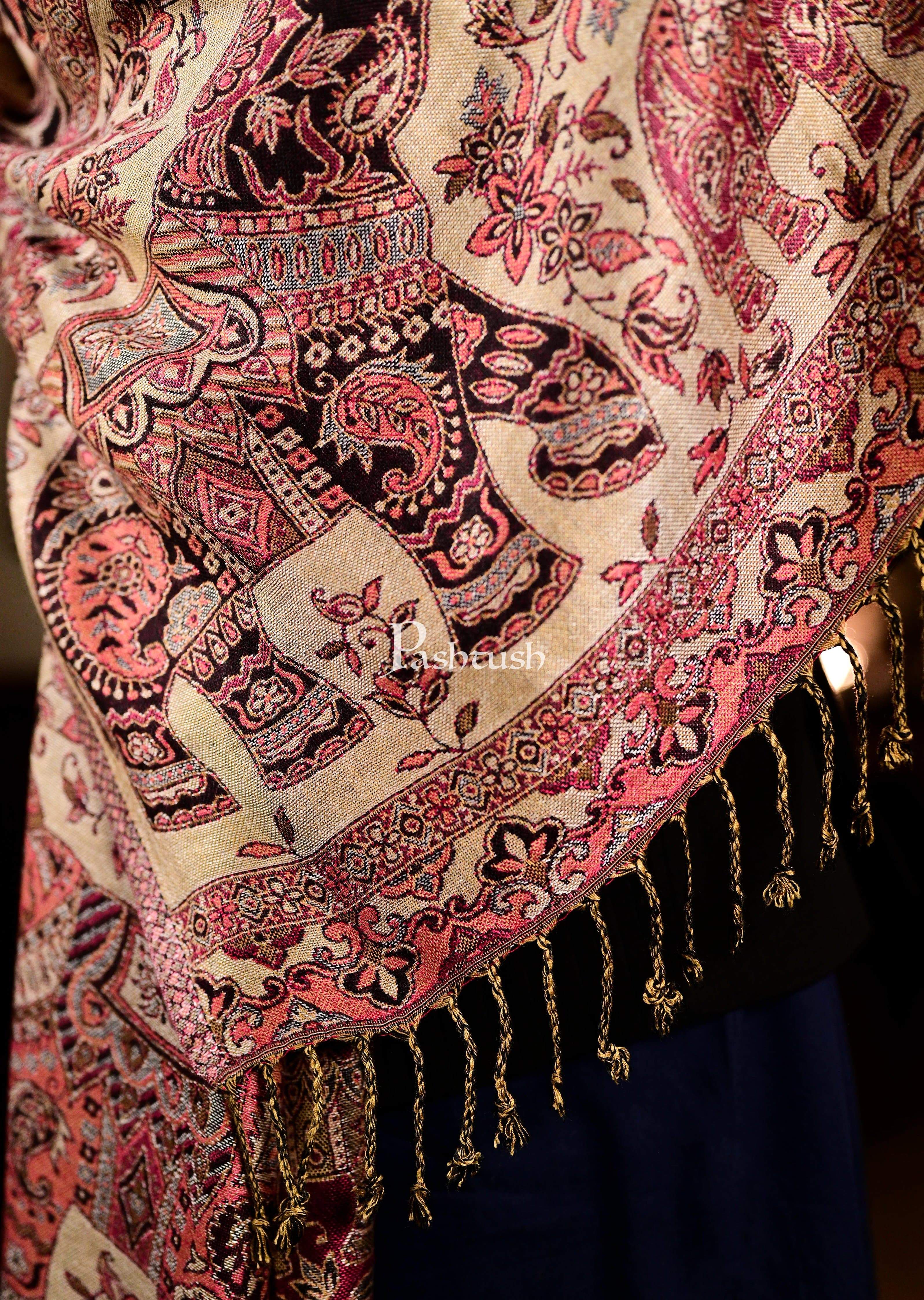 Pashtush Mens Bamboo Reversible Muffler Tribal Elephants - Image 2
