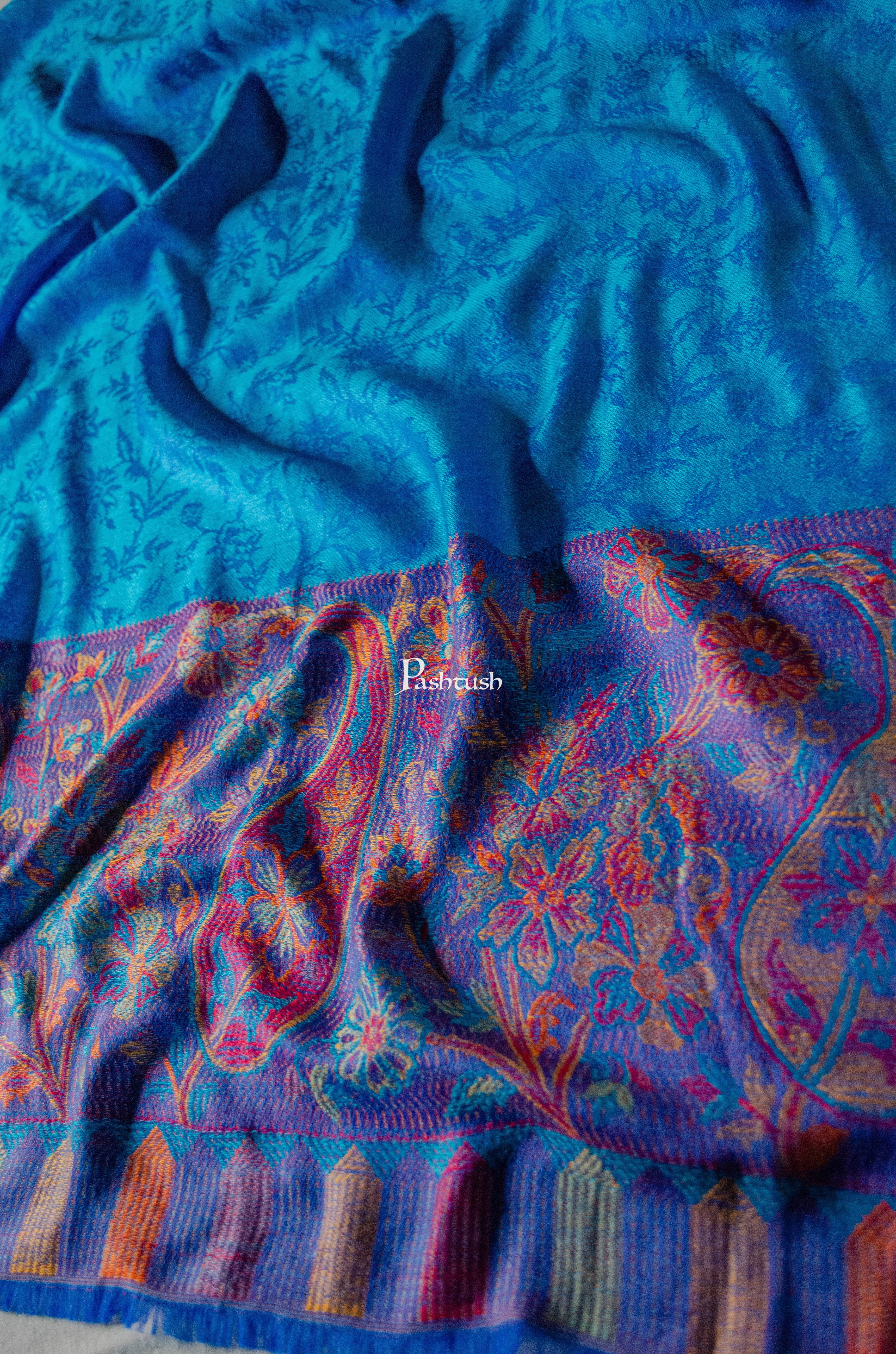 Pashtush Mens Bamboo Scarf, Woven Paisley Soft And Natural, Navy Blue - Image 2