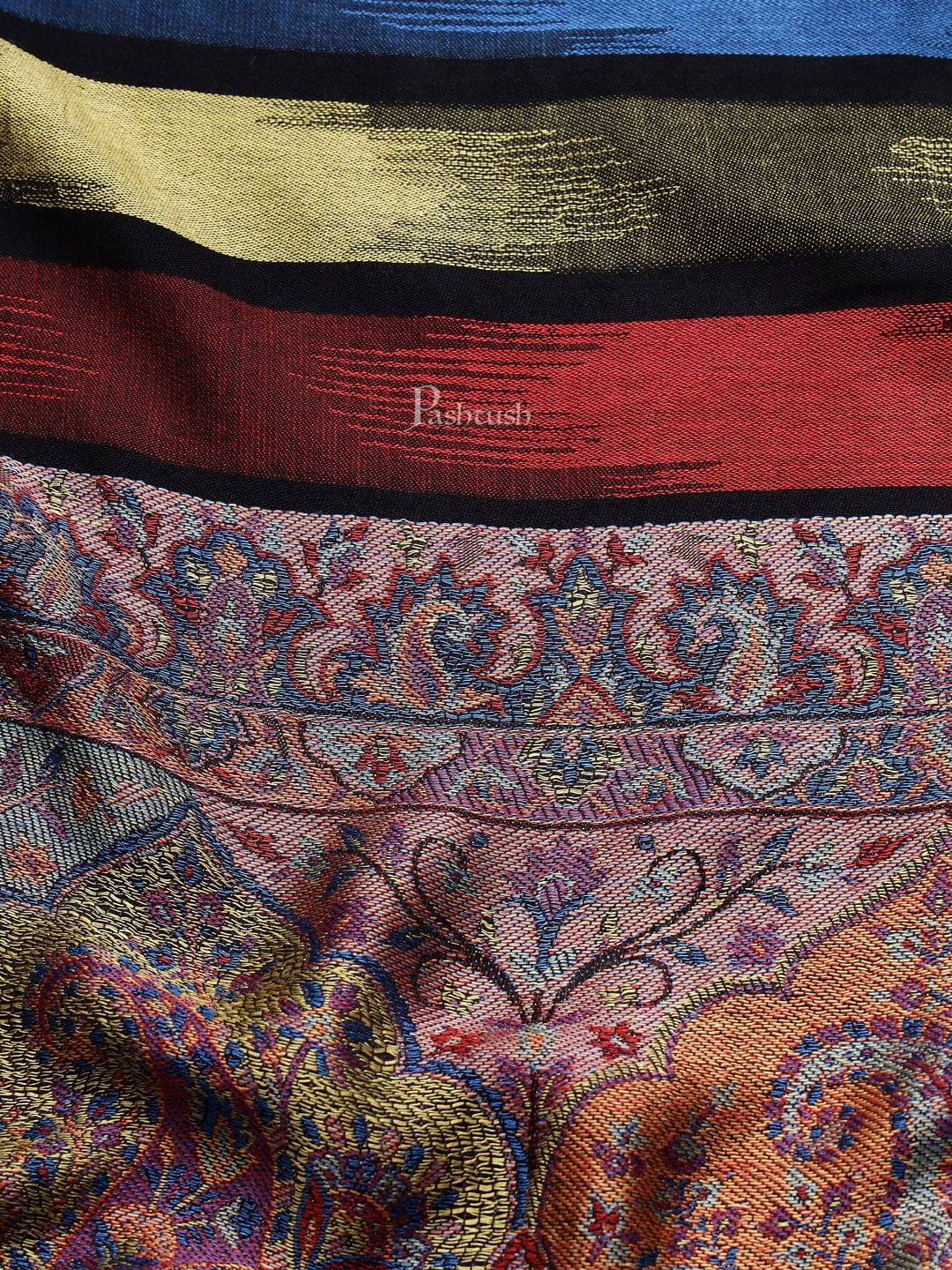 Pashtush mens Bamboo stole, Striped design, Multicolour - Image 2