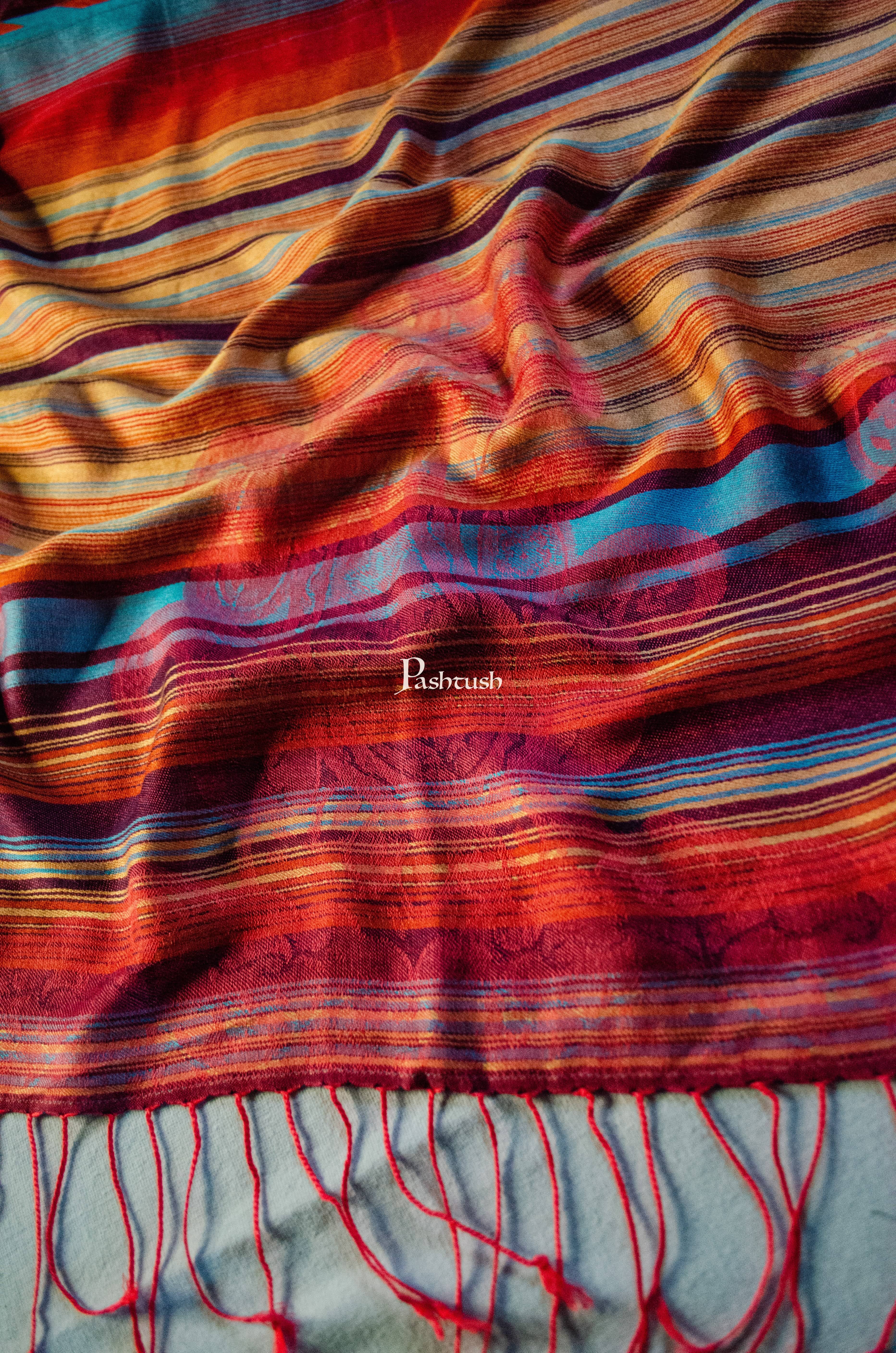 Pashtush Mens Bamboo Striped Stole, Multicolour - Image 5