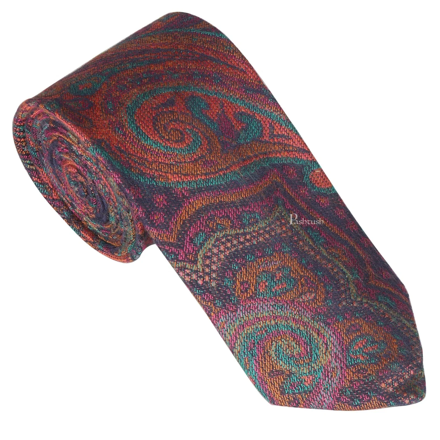 Pashtush mens Bamboo tie, Jacquard design, Multicolour - Image 2