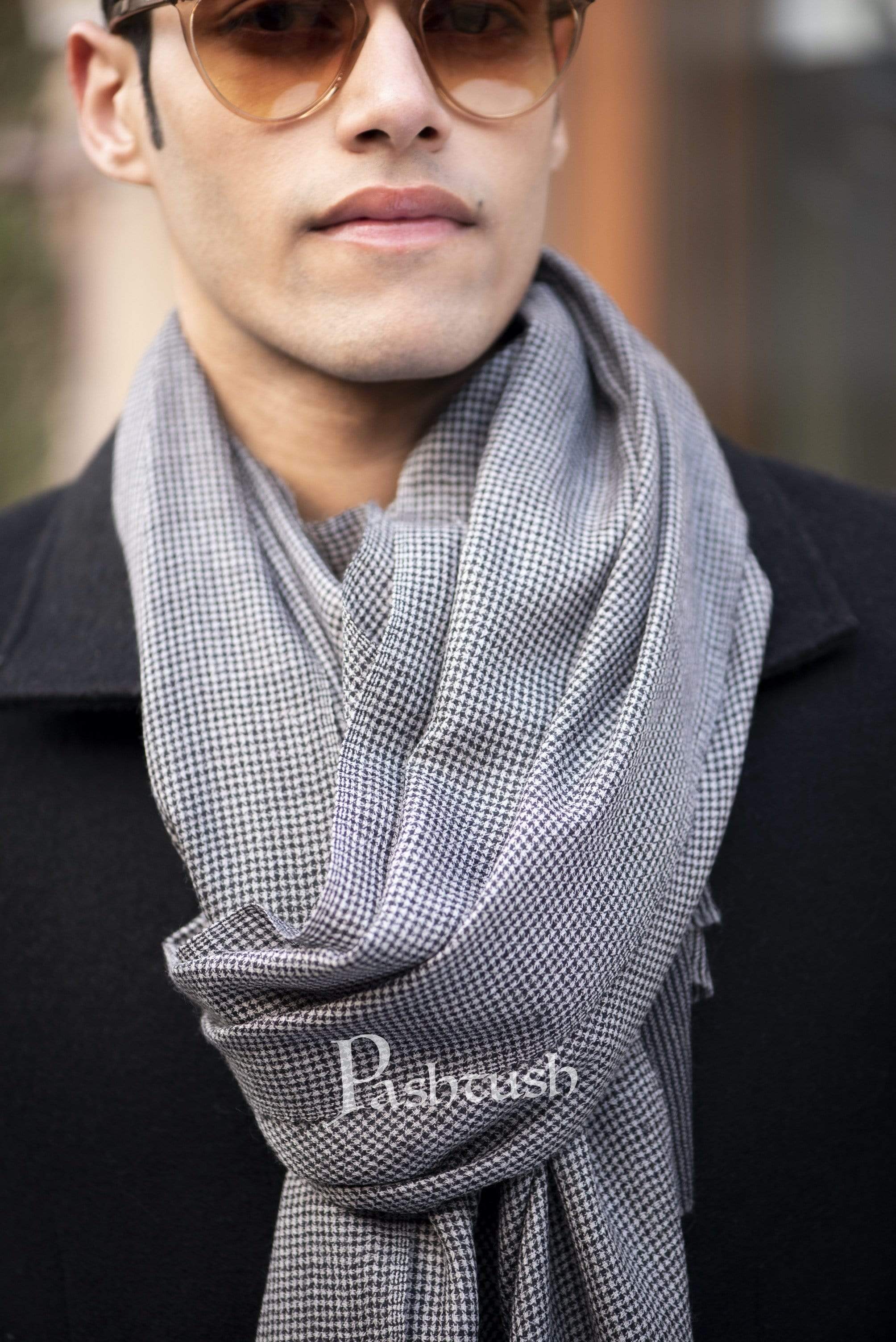 Pashtush Mens Cashmere - Wool, Reversible Muffler, Dapper Grey - Image 5