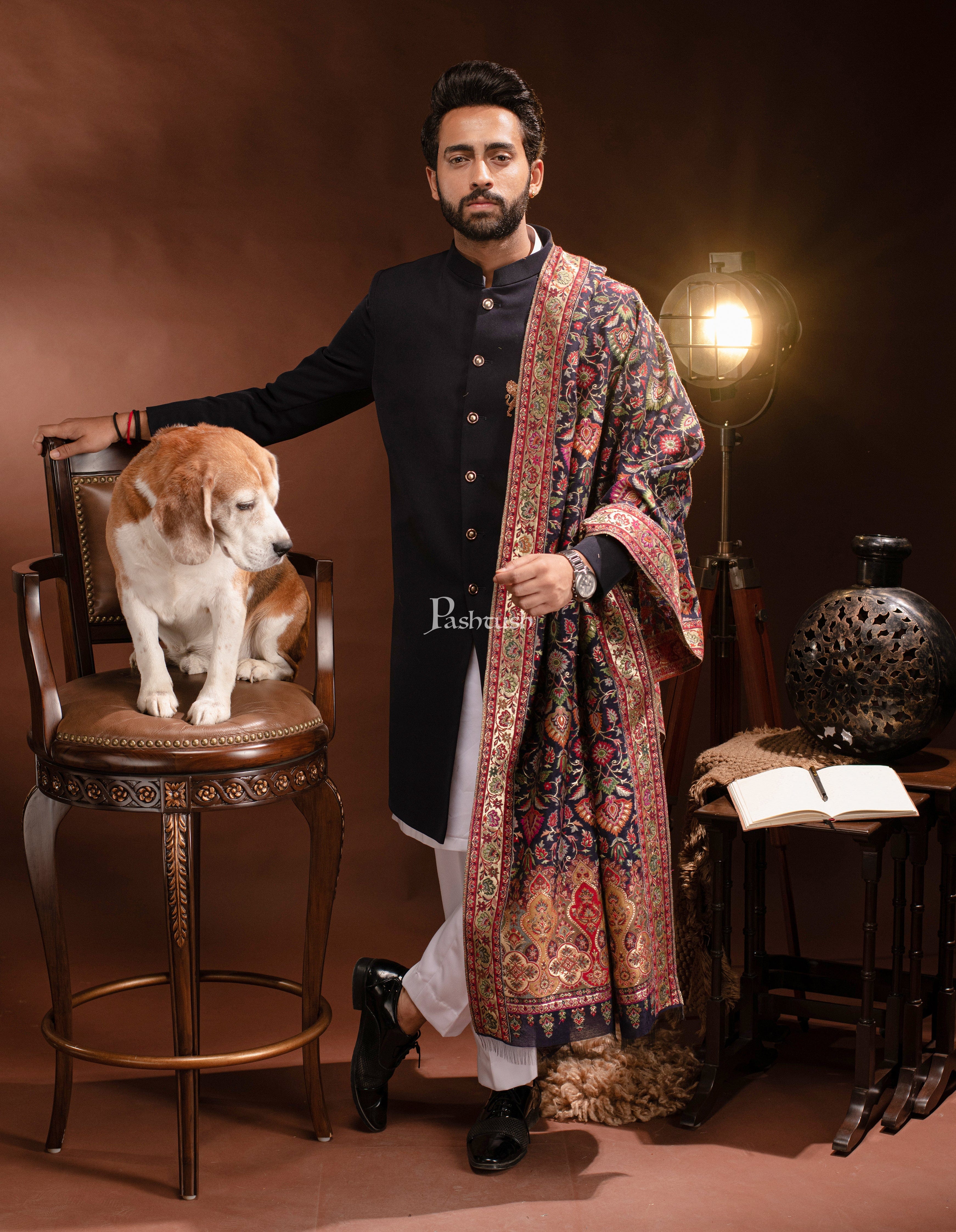 Pashtush Mens Twilight Collection Silky Shawl, Extra Fine Silky, Black