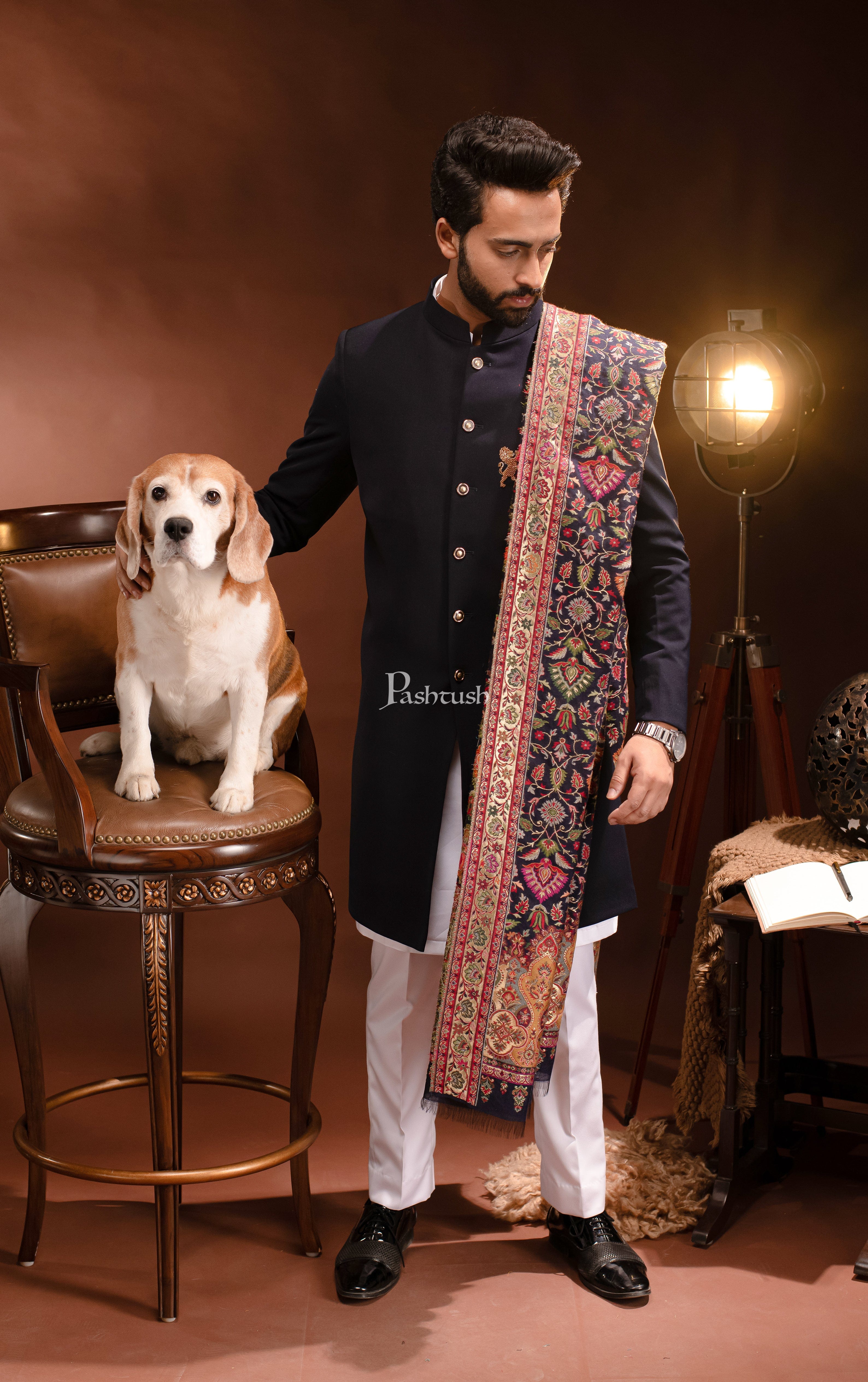 Pashtush Mens Twilight Collection Silky Shawl, Extra Fine Silky, Black - Image 2
