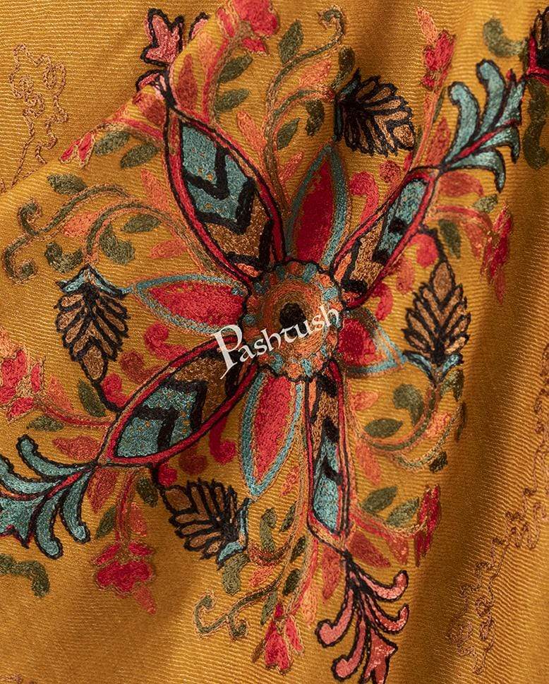 Pashtush Mens Embroidered Ethnic Stole, Pure Wool - Image 3