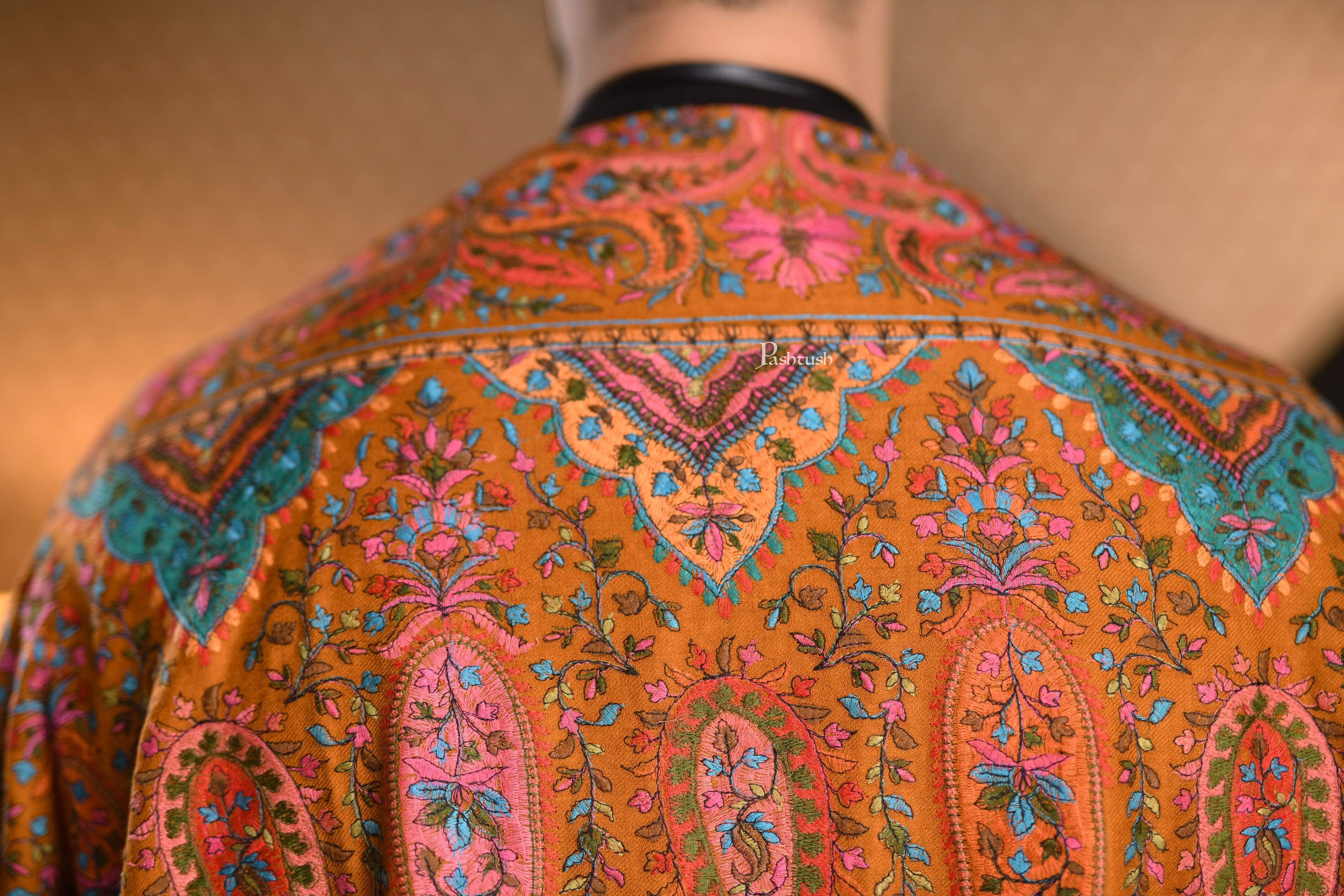 Pashtush Mens Embroidered Jamawar Stole, Fine Wool, Soft And Warm - Image 7