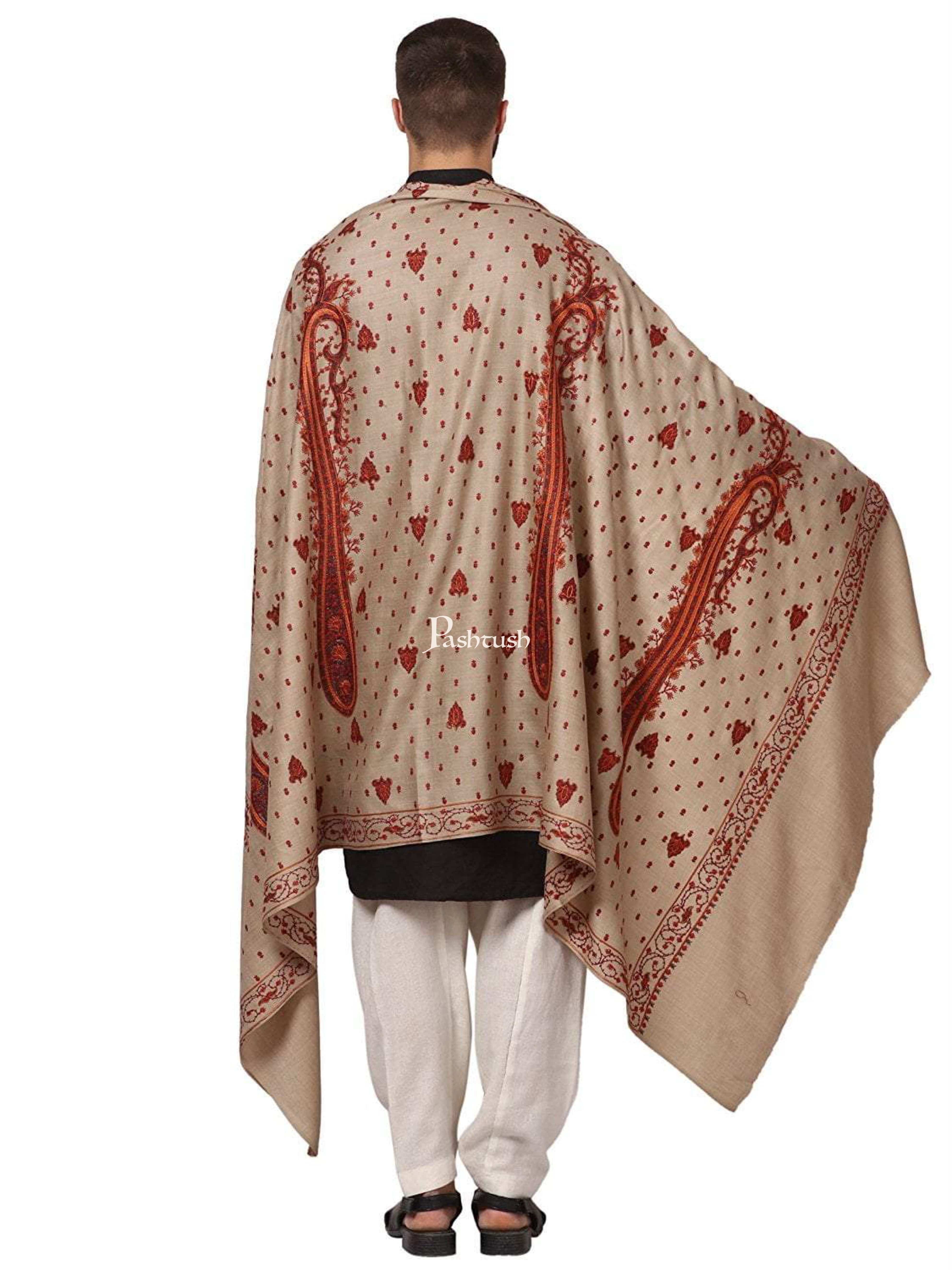 Pashtush Mens Embroidery Shawl, Gents Shawls, Handmade Embroidery - Image 2