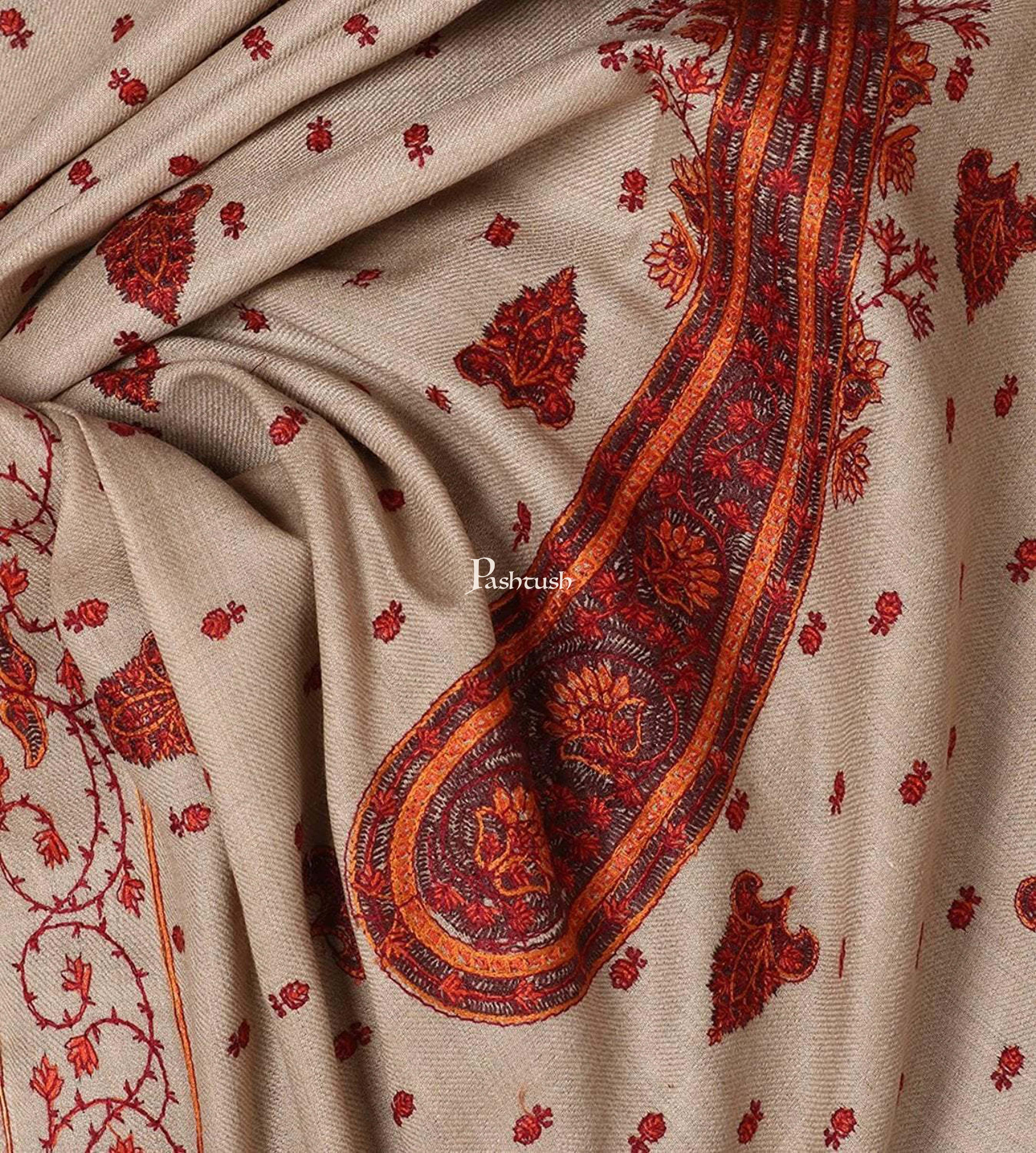 Pashtush Mens Embroidery Shawl, Gents Shawls, Handmade Embroidery - Image 3