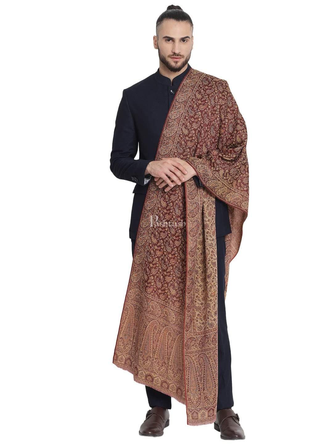 Pashtush Mens Ethic Stole, Fine Wool, Soft And Warm, Earthy Hues - Image 3