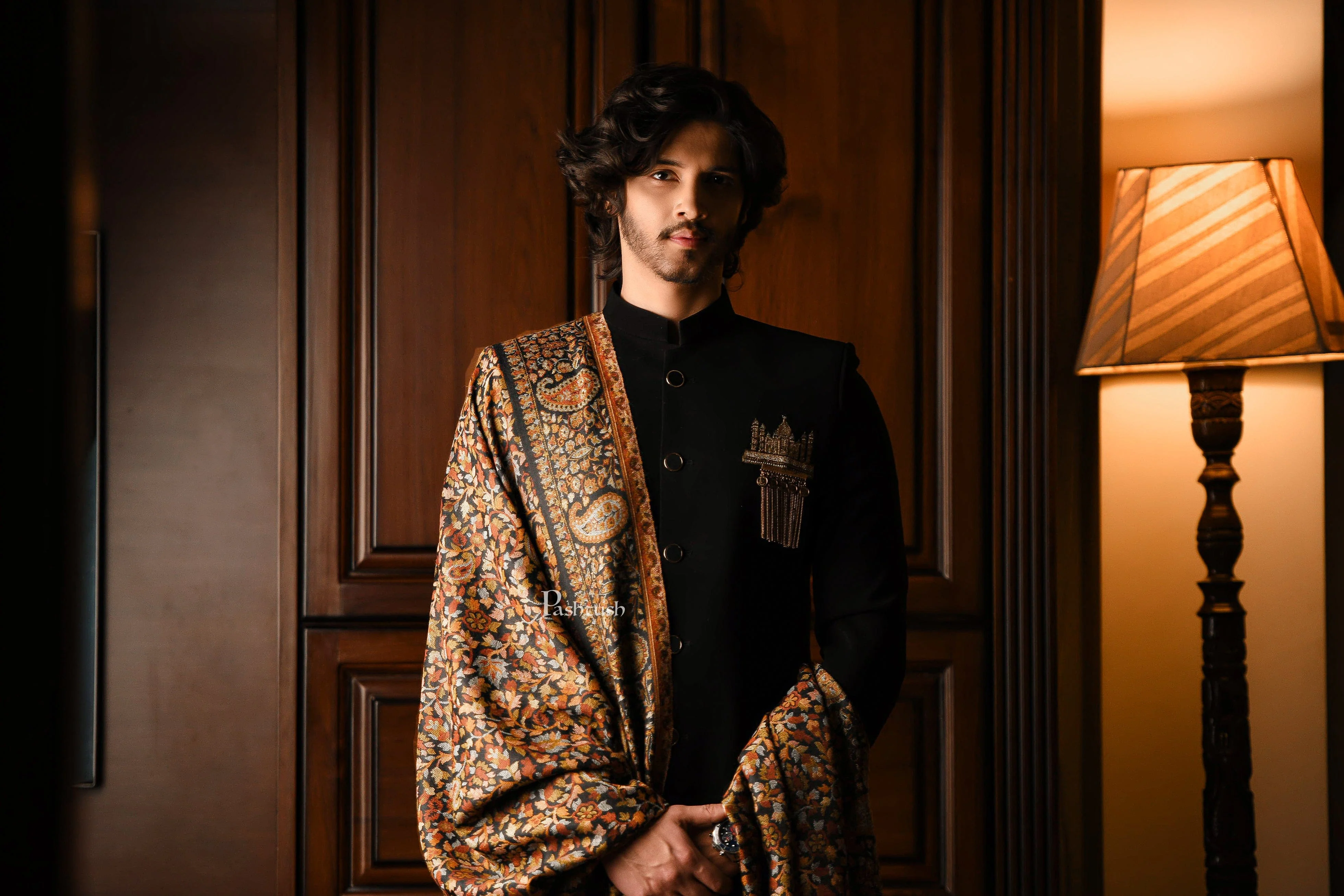 Pashtush Mens Ethnic Shawl, Mens Lohi , Full Size, Fine Wool - Image 4