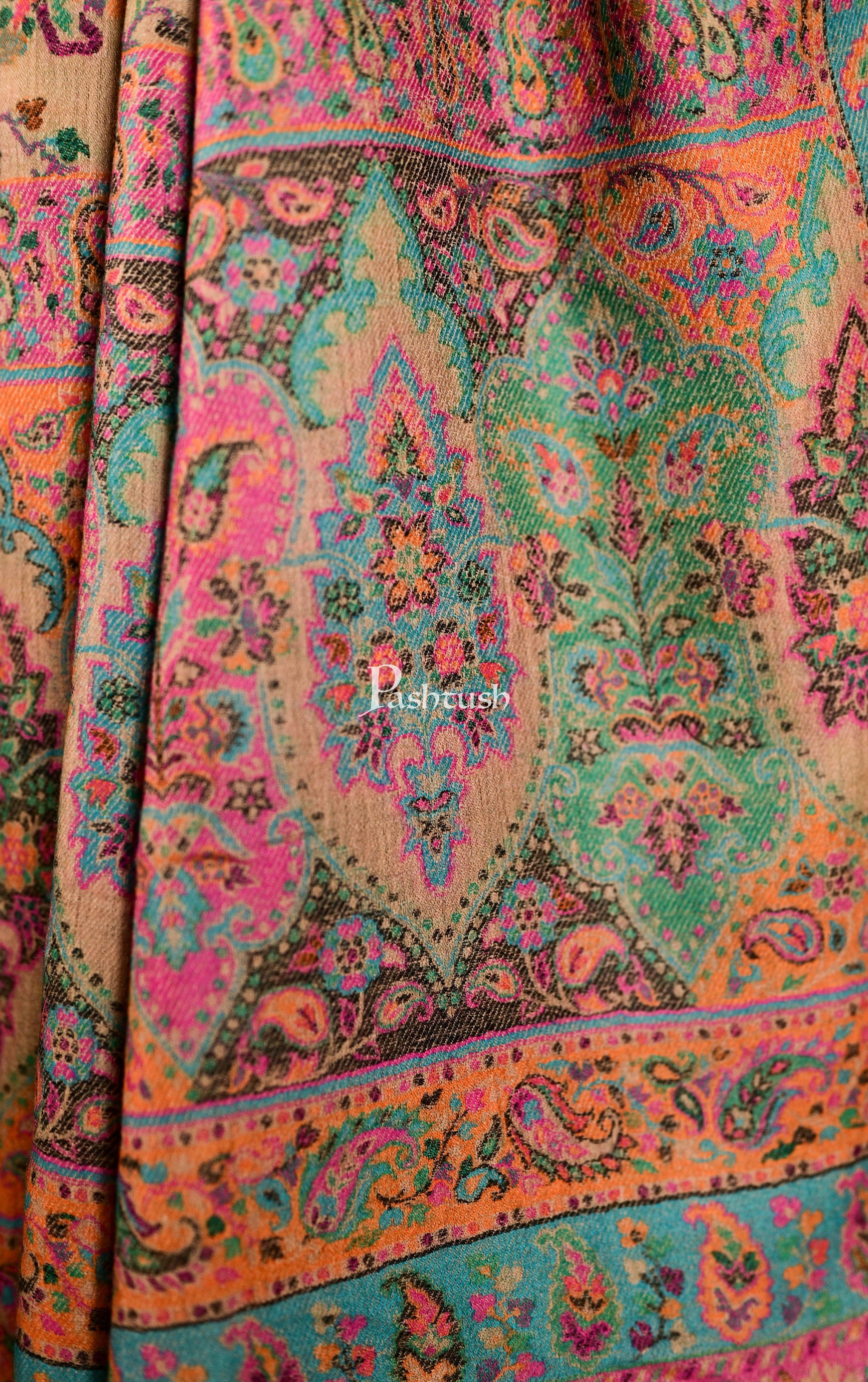 Pashtush Mens Ethnic Stole, Pastel Coloured Weave, Pure Wool, Woolmark Certificate - Image 3