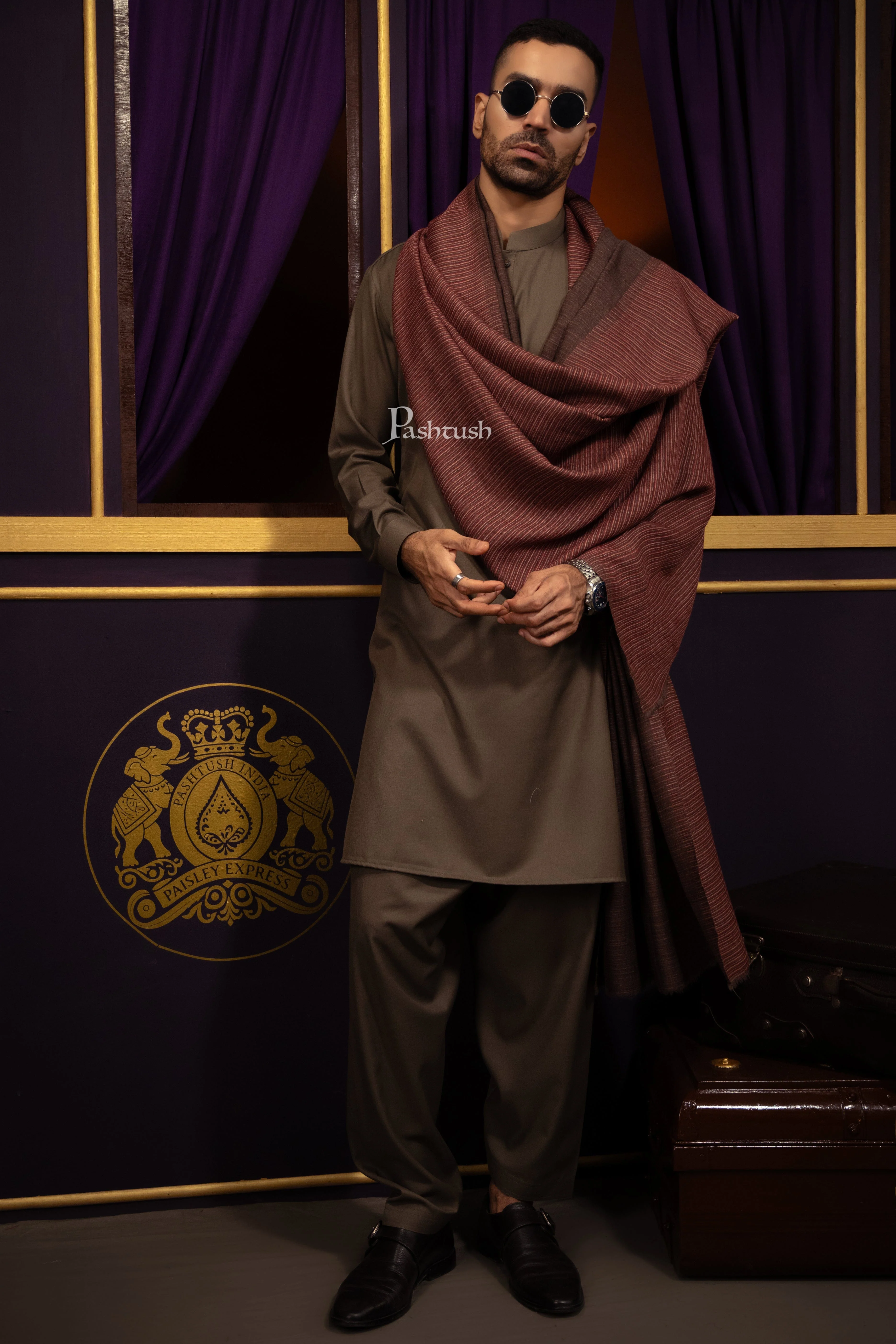 Pashtush Mens Extra Fine Count Reversible Weave Shawl, Silk Wool, Soft and Light Weight - Image 3
