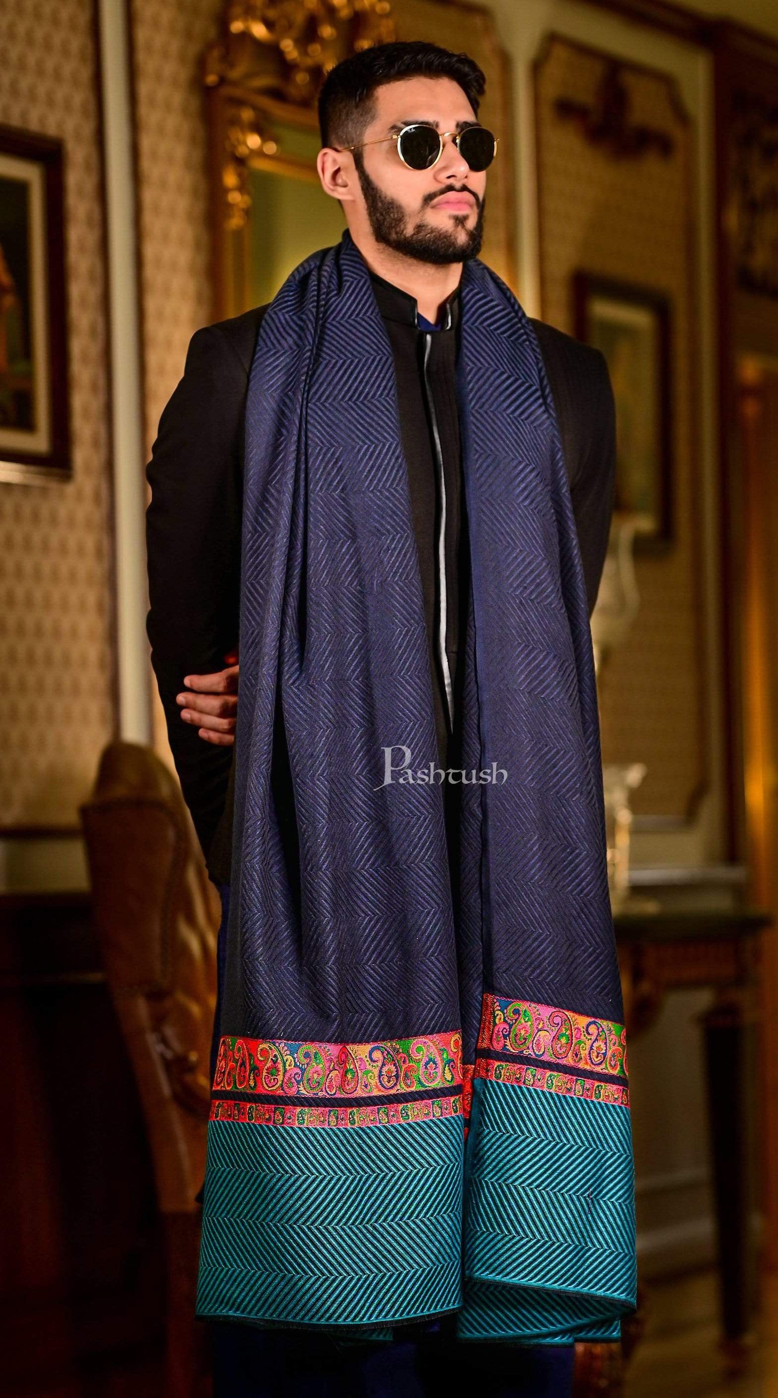 Pashtush Mens Extra Fine Shawl Thick And Soft, Super Wool - Image 4