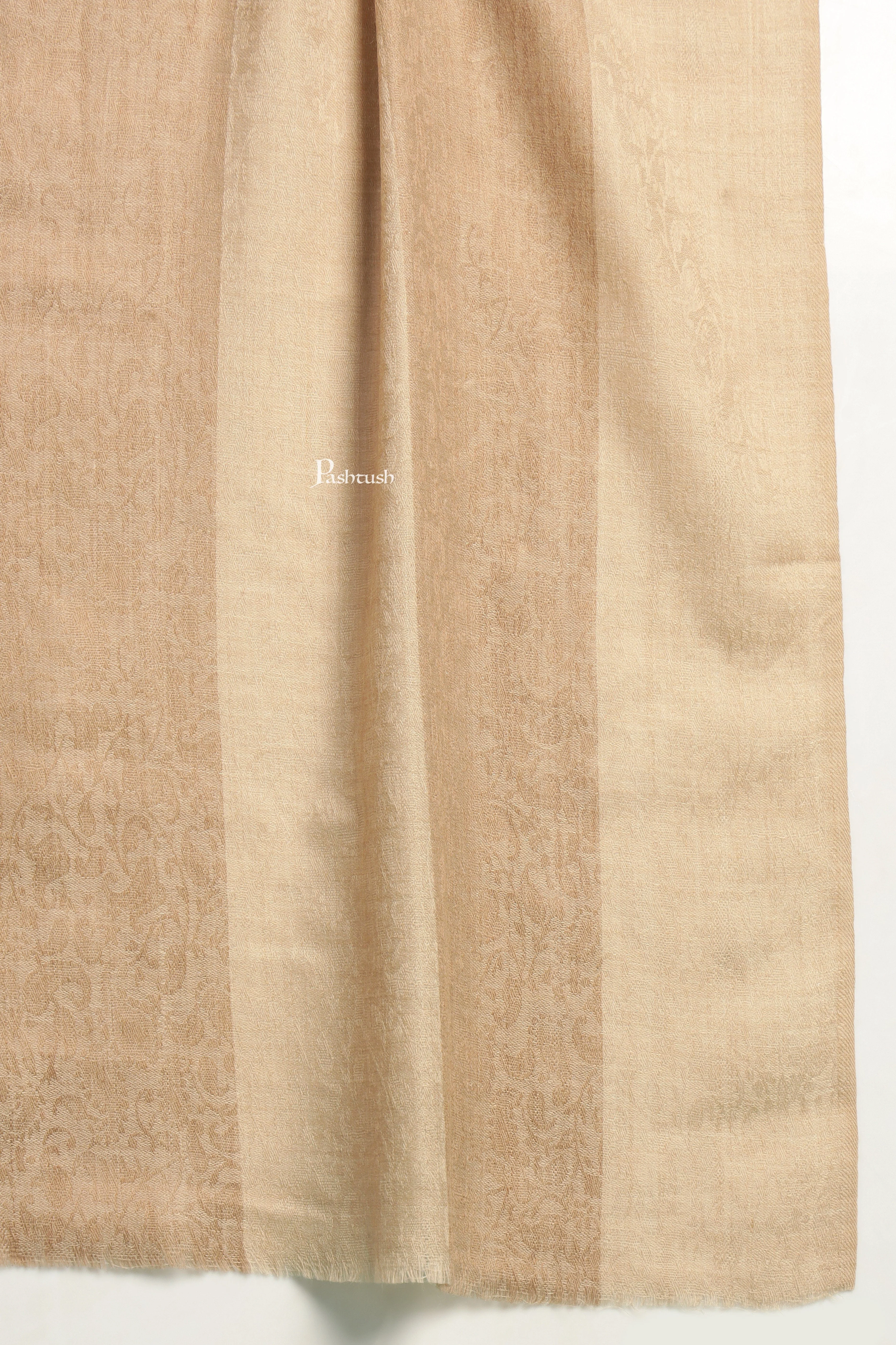 Pashtush Mens Extra Fine Wool Shawl, Check Ambi Design, Beige - Image 2