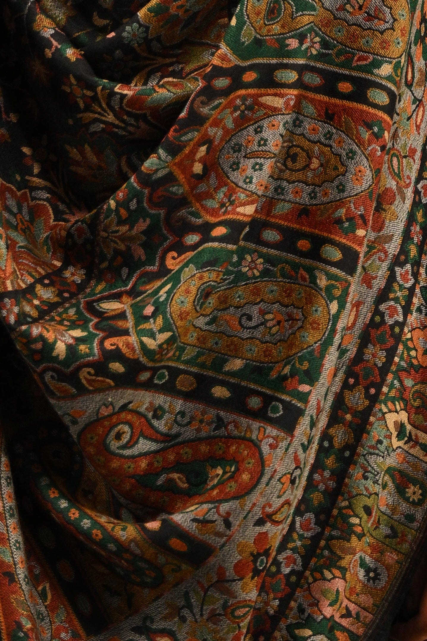Pashtush Mens Extra Fine Wool Shawl, Ethnic Weave Design, Black - Image 3