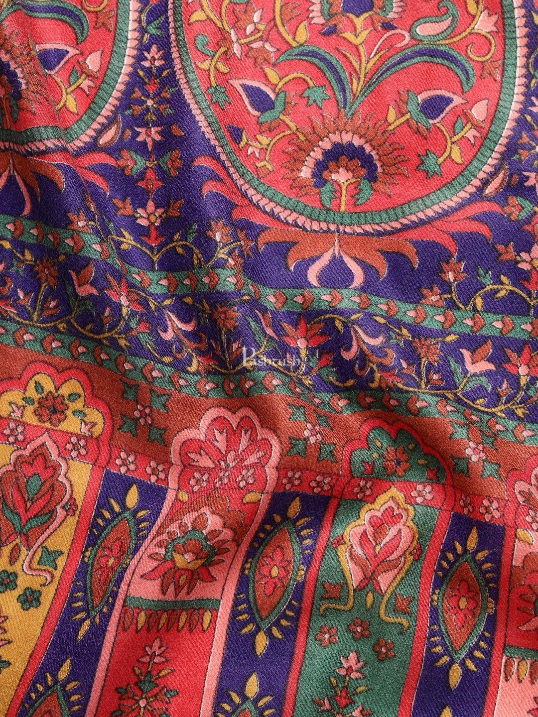 Pashtush mens Extra Fine Wool shawl, Printed Palla design, Multicolour - Image 2