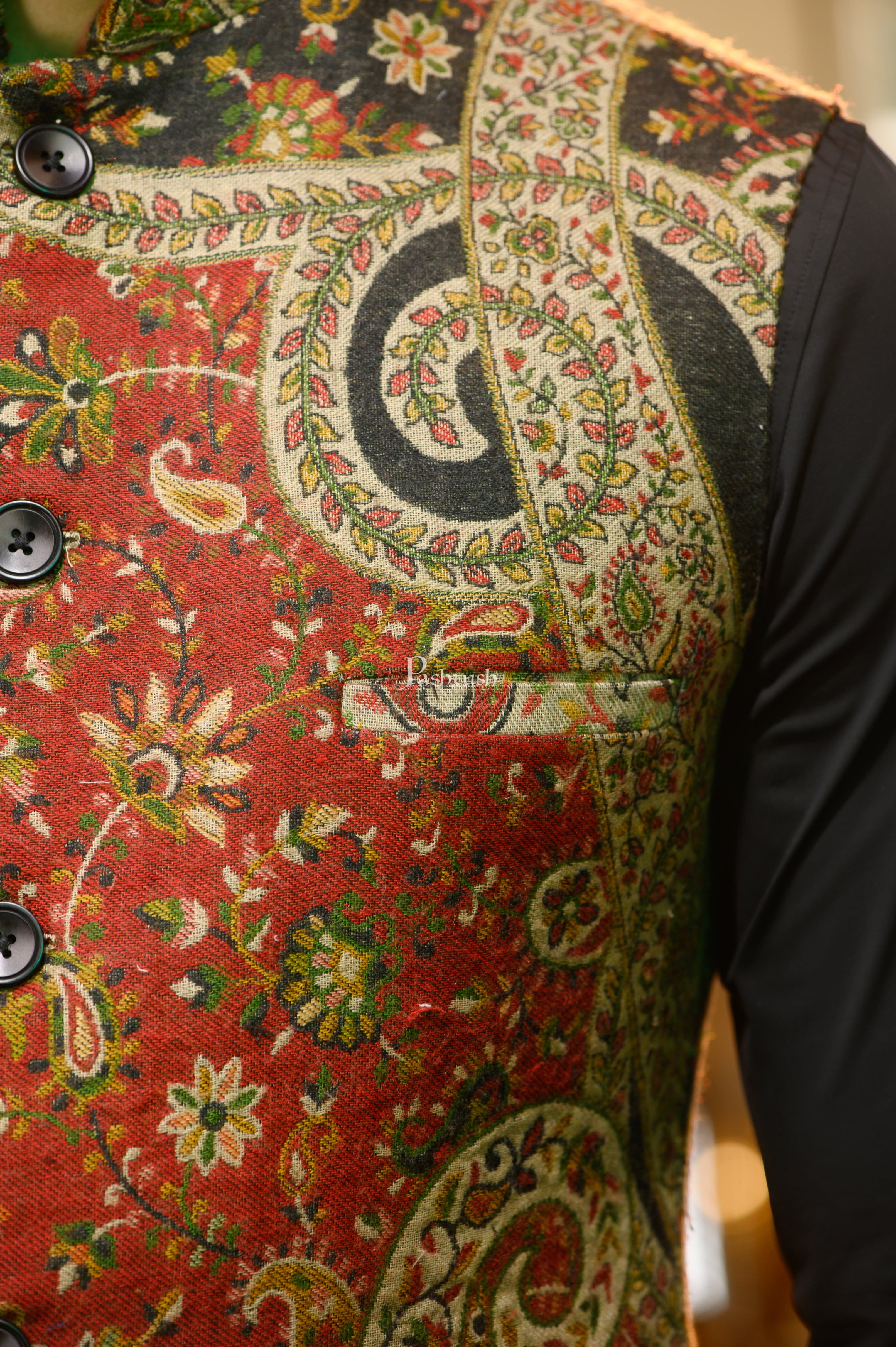 Pashtush Mens Faux Pashmina Jacket, Antique Design, Multicolour - Image 2