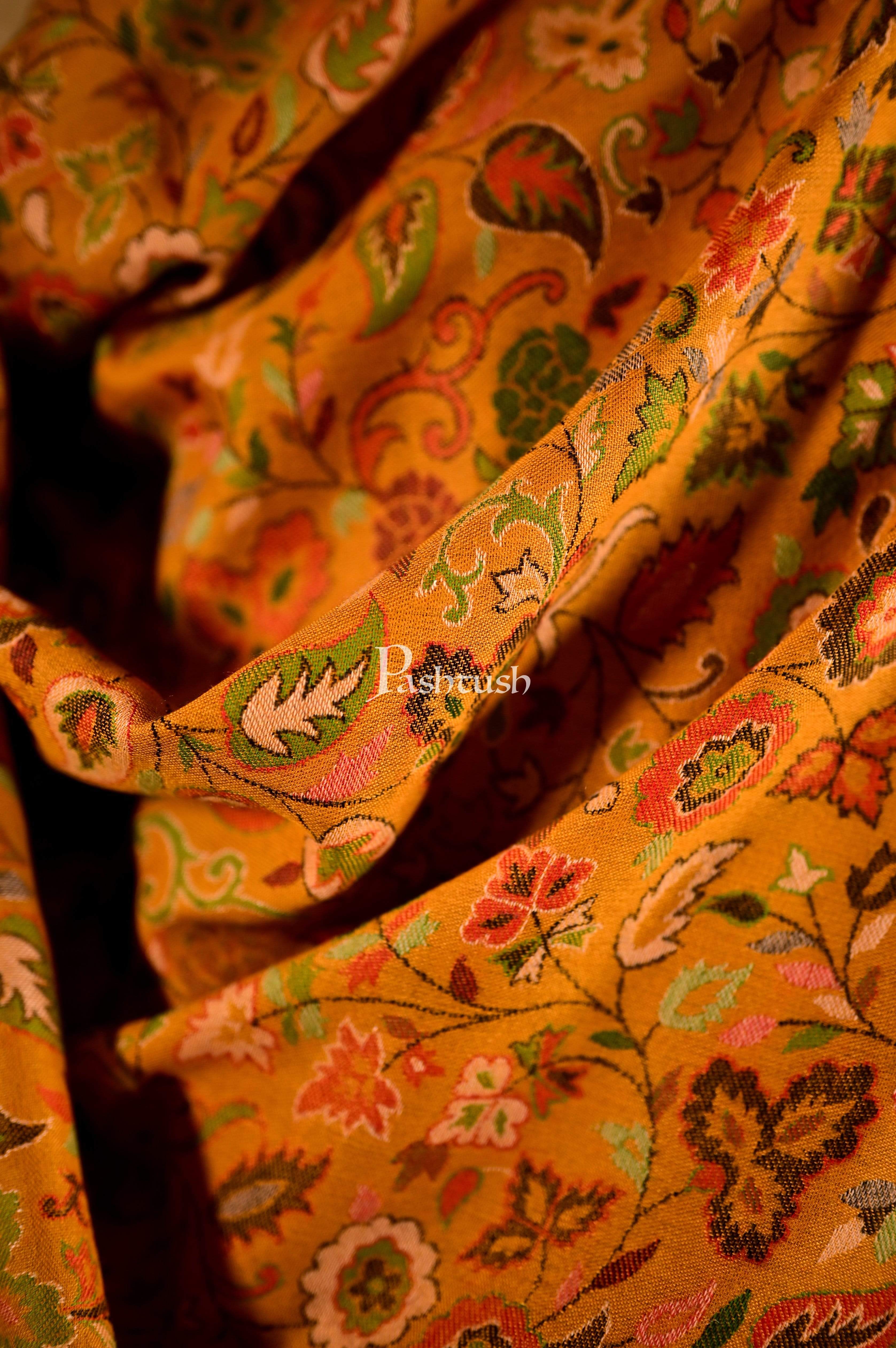 Pashtush Mens Faux Pashmina Ethnic Weave Stole, Mustard - Image 2