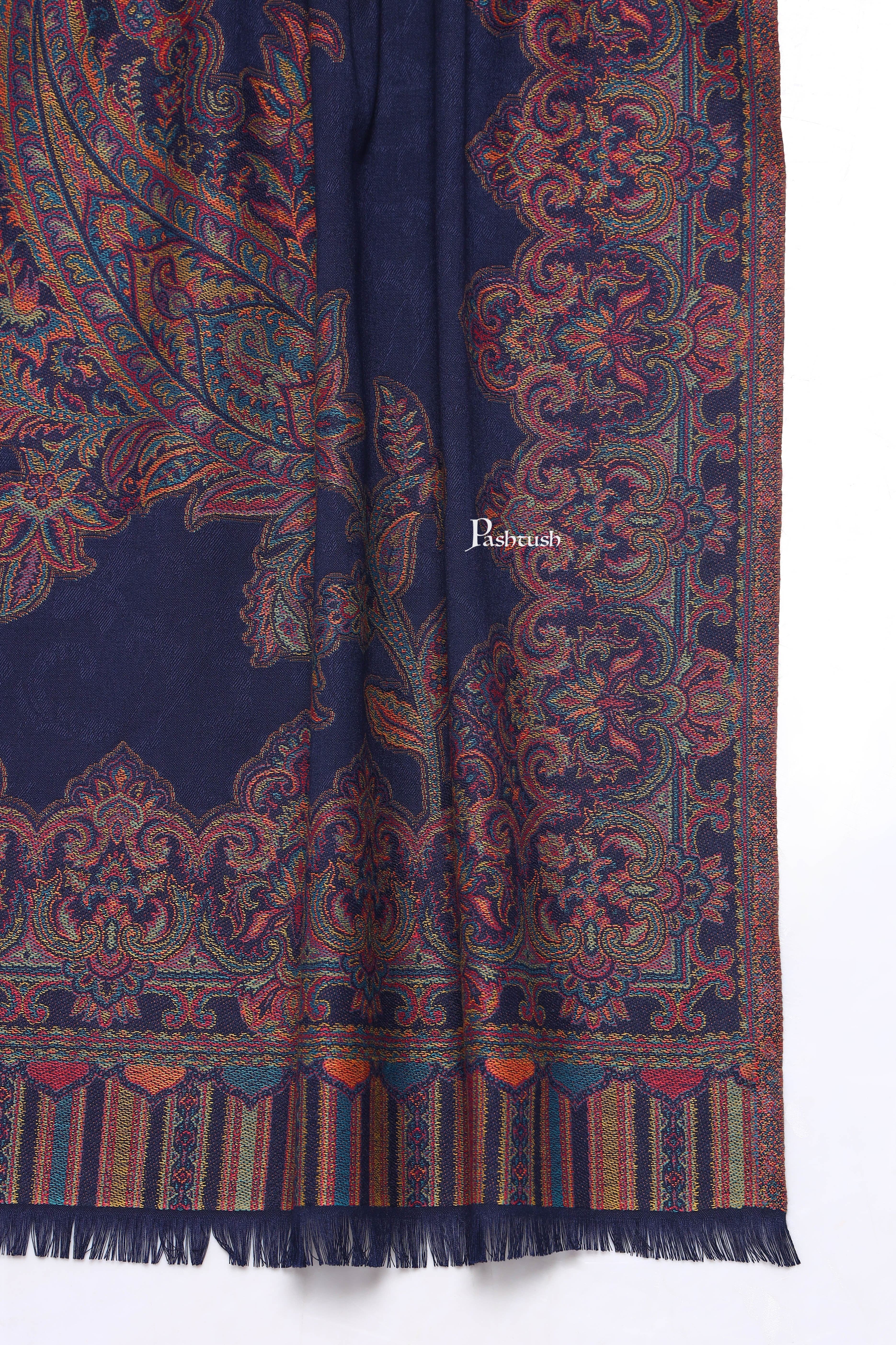 Pashtush Mens Faux Pashmina Stole, Ambi Design, Blue - Image 2