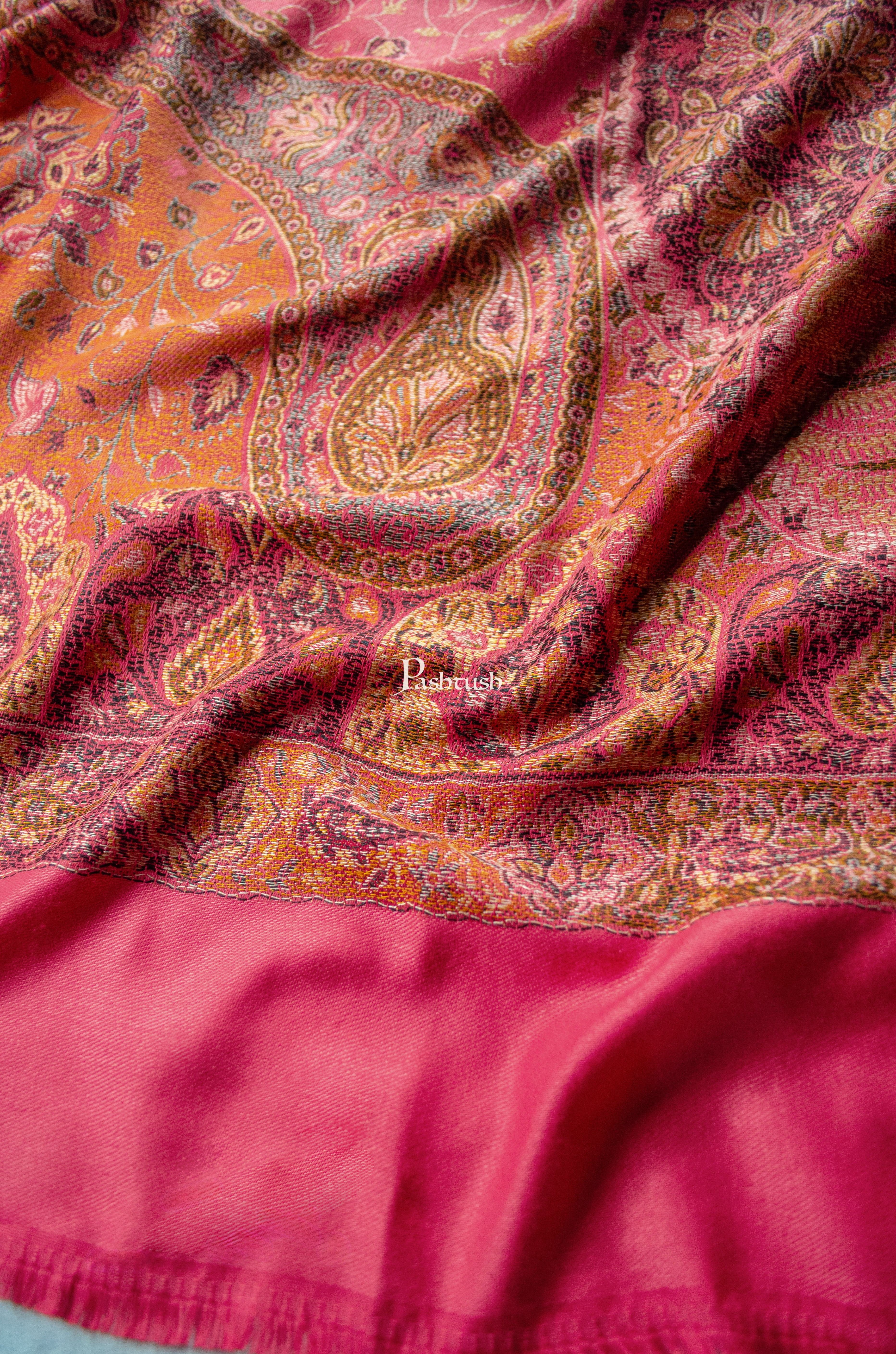Pashtush Mens Faux Pashmina Stole, Design, Dark Pink - Image 2