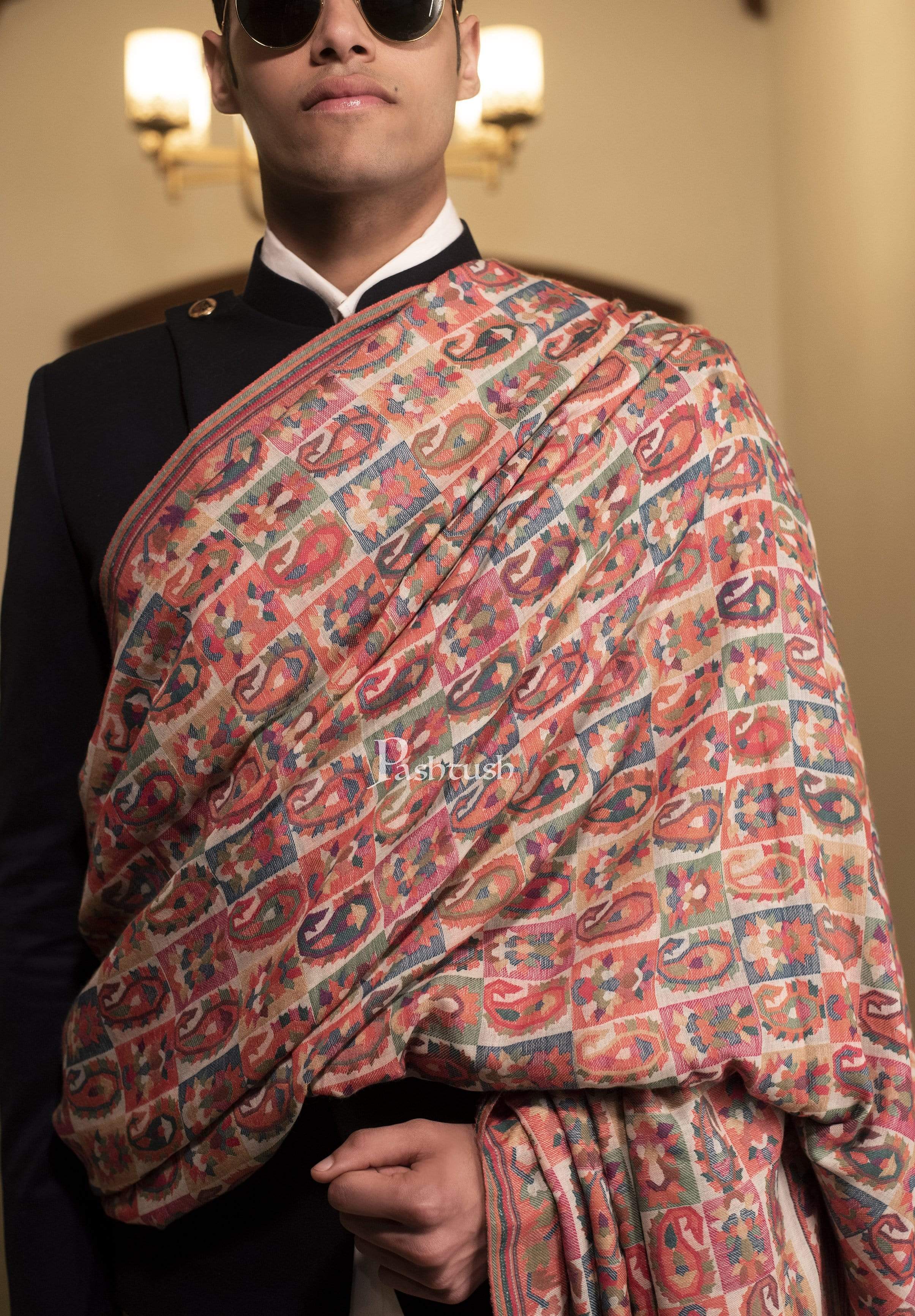 Pashtush Mens Extra Fine Wool Shawl Full Size - Image 3