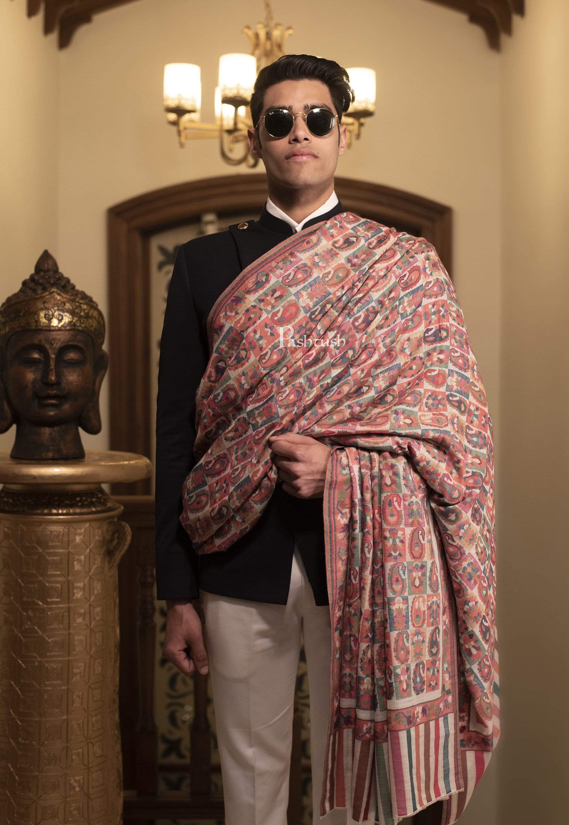 Pashtush Mens Extra Fine Wool Shawl Full Size - Image 5