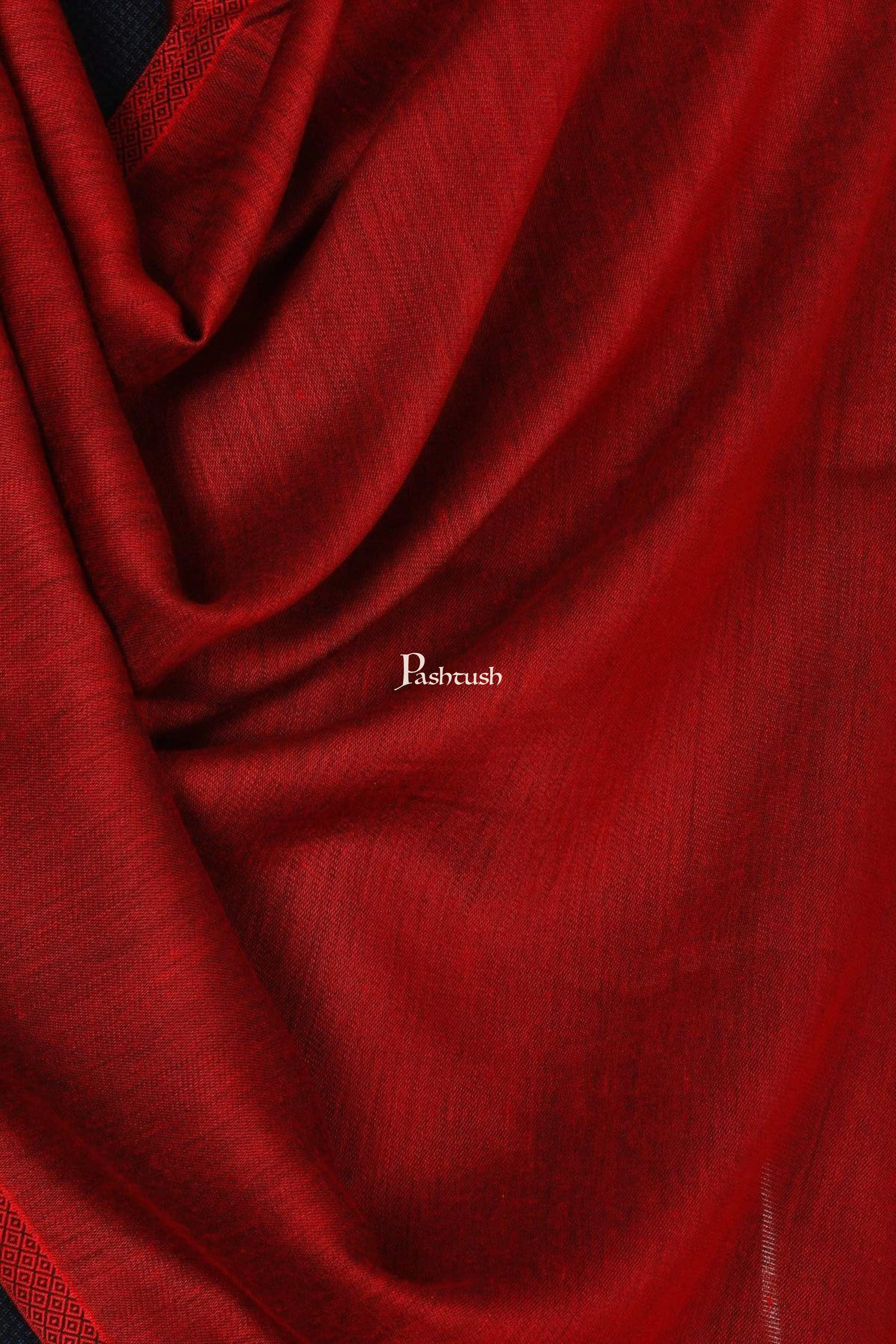 Pashtush Mens Fine Soft Ethnic Stole - Maroon - Image 2